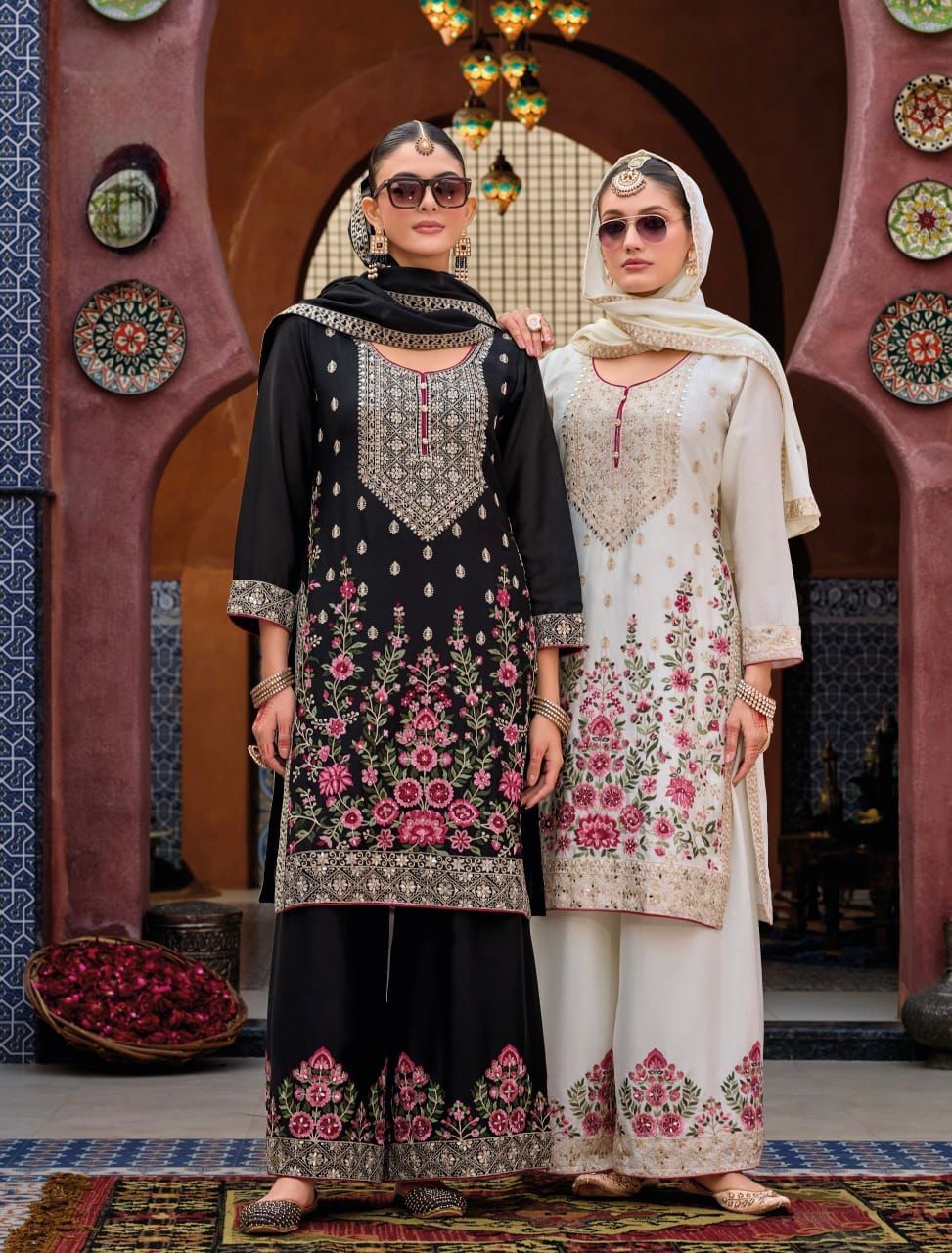 π Royal Radiance: Real Mirror Embroidered 3-Piece Set π