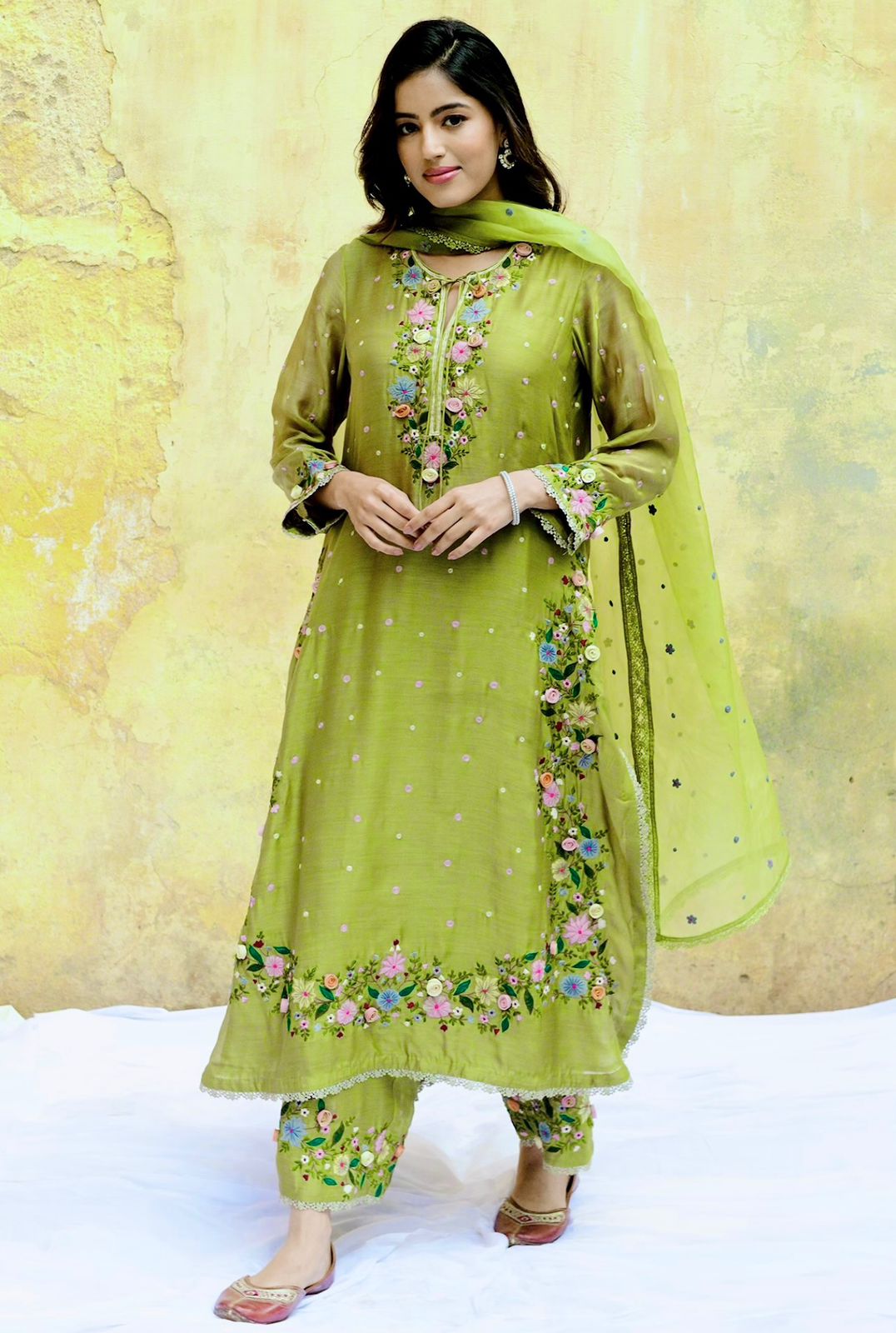 👗✨ New Designer Embroidered Top, Plazzo & Dupatta Set