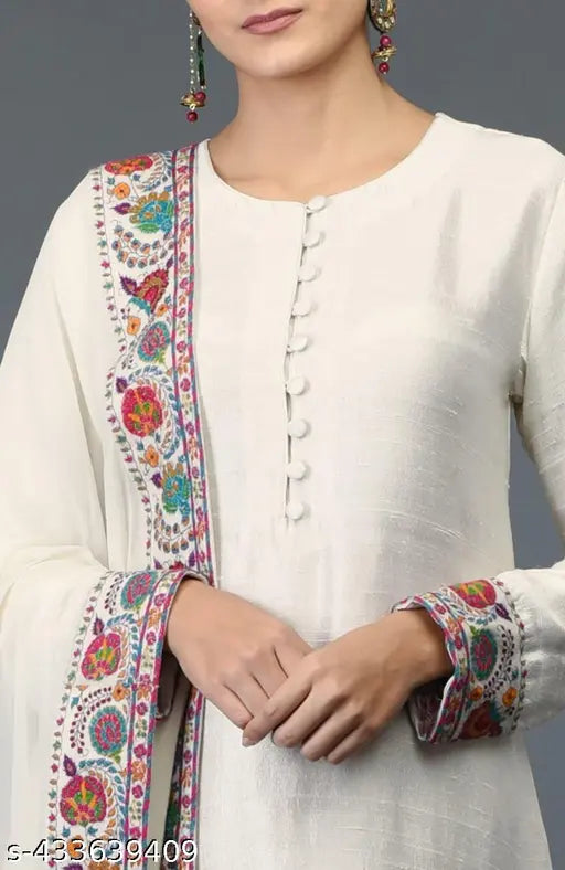 🌸 Elegant Solid Viscose Kurta Set With Dupatta