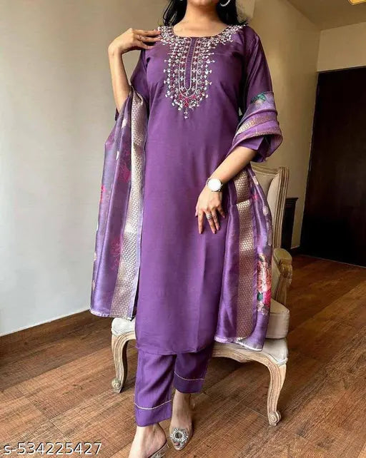 🌼 Alya Cut Printed Cotton Kurta Set with Dupatta