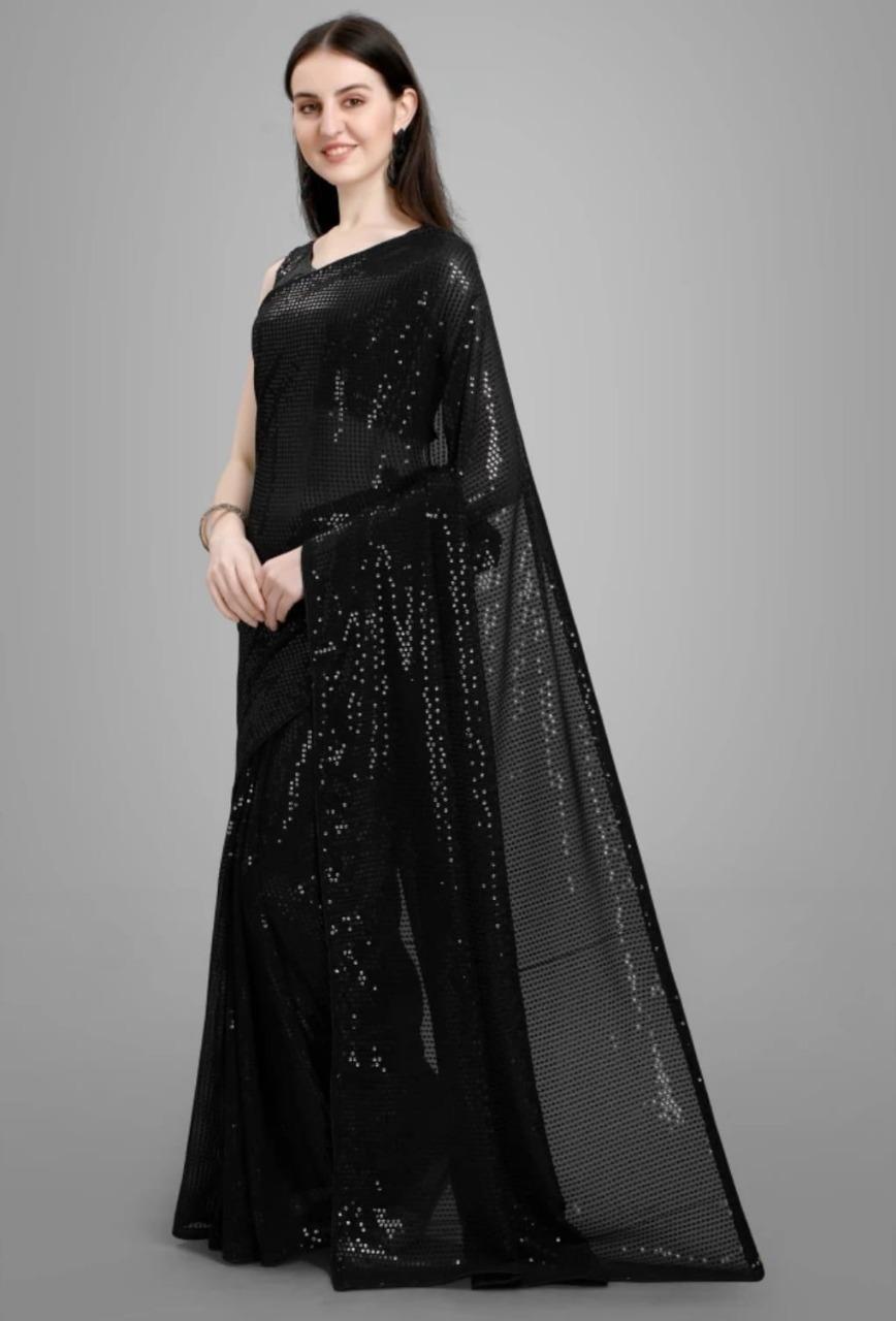 🌟 Trendy Sequins Work Georgette Saree 🌟