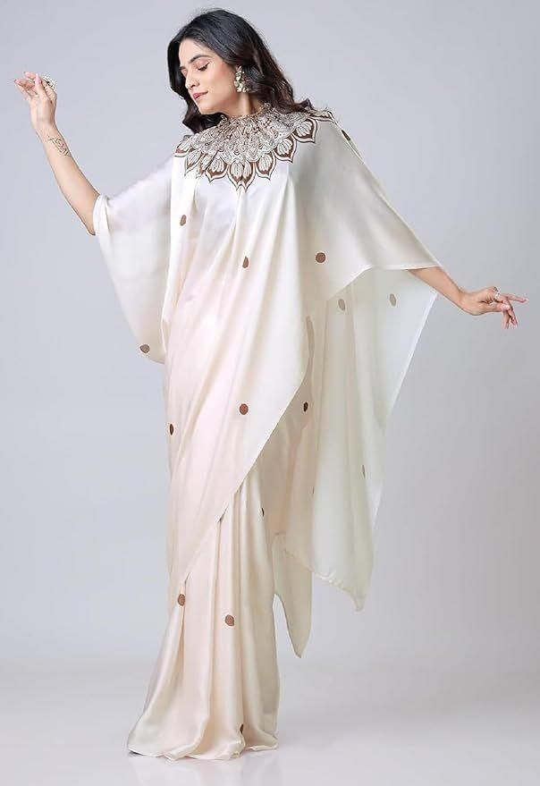 ✨ Satin Silk Printed Kaftan Saree ✨