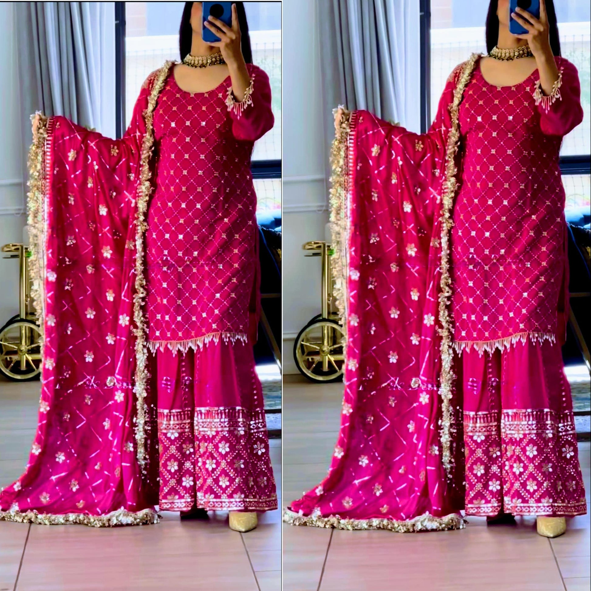 👑 New Designer Party Wear Top, Sharara Palazzo & Dupatta Set 👑