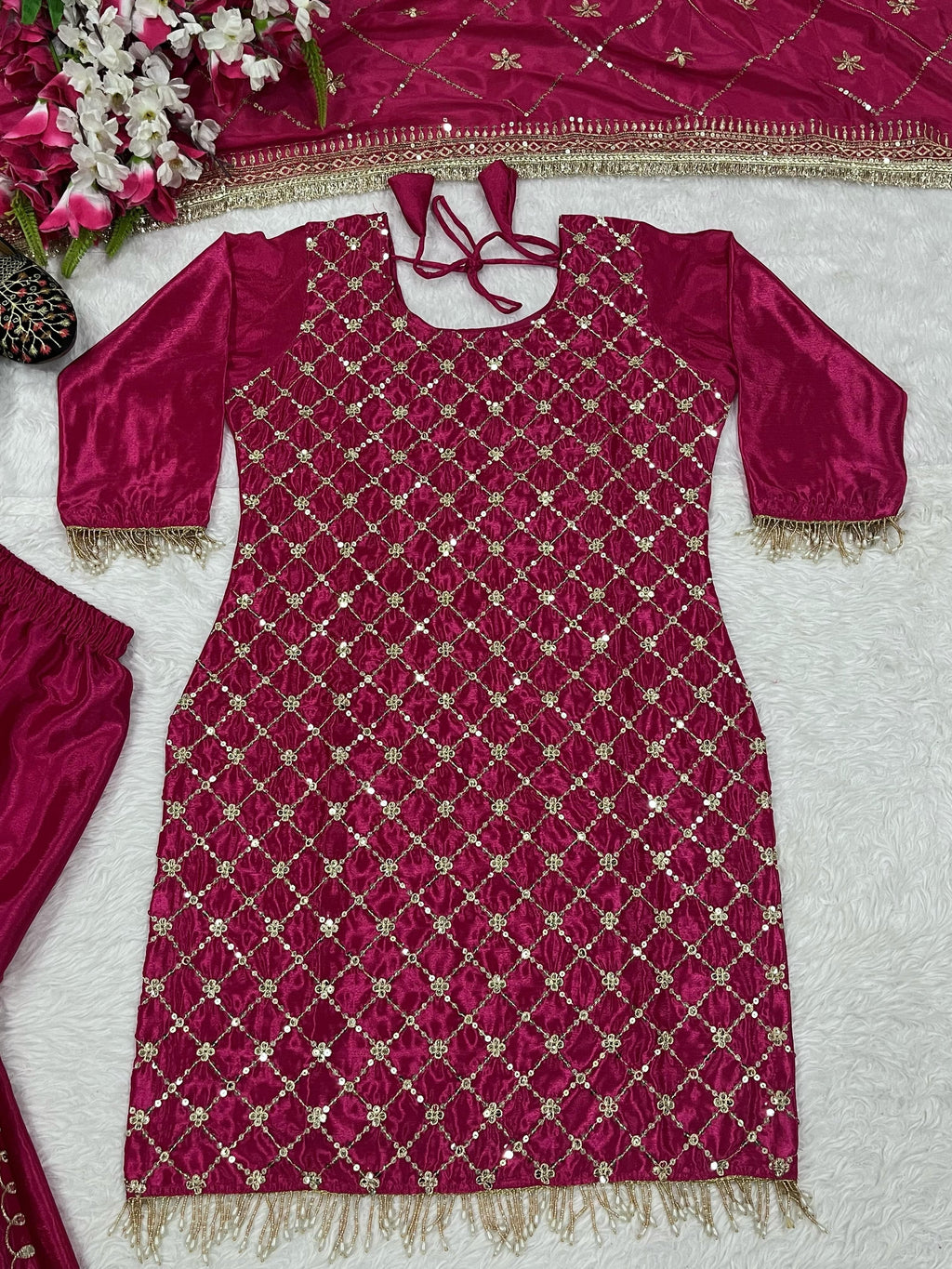 👑 New Designer Party Wear Top, Sharara Palazzo & Dupatta Set 👑