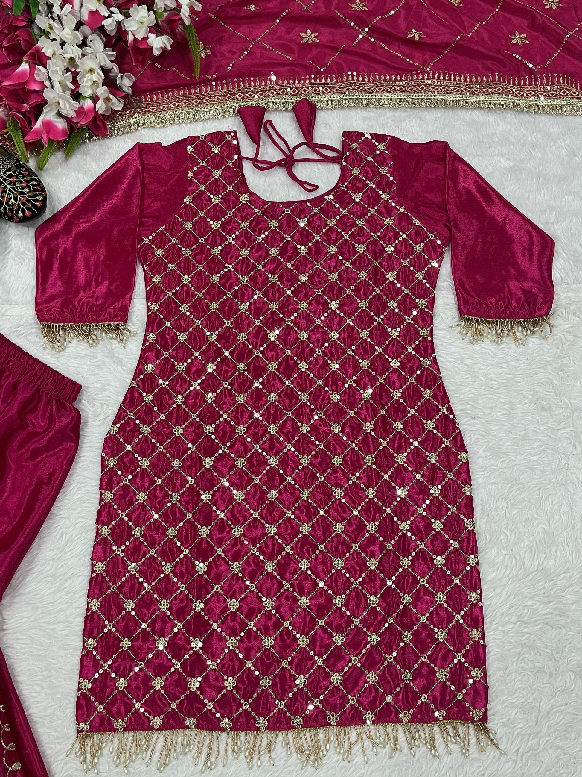 👑 New Designer Party Wear Top, Sharara Palazzo & Dupatta Set 👑