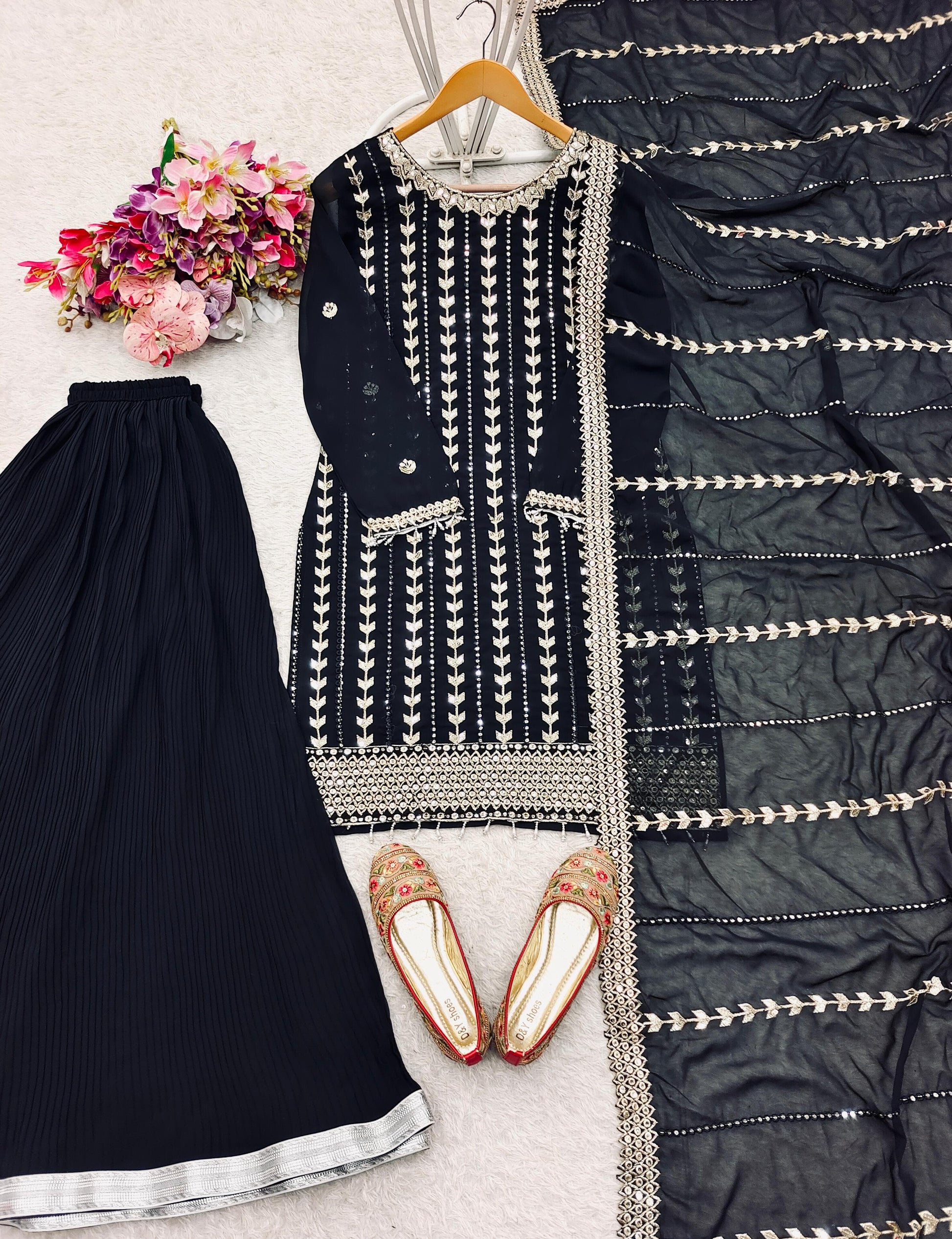 🔥 NEW LAUNCH – PREMIUM FOX GEORGETTE SHARARA SET 🔥