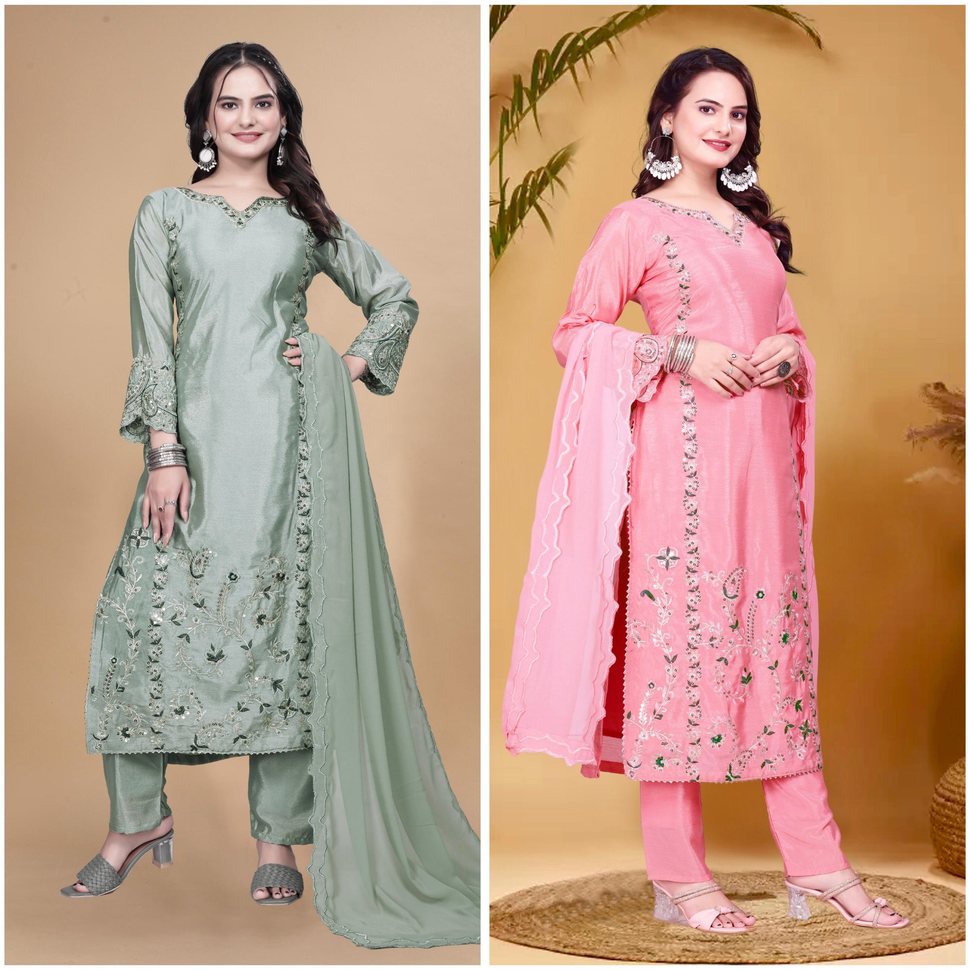 💃 3-Piece Long Kurti Set with Bottom & Dupatta 💃