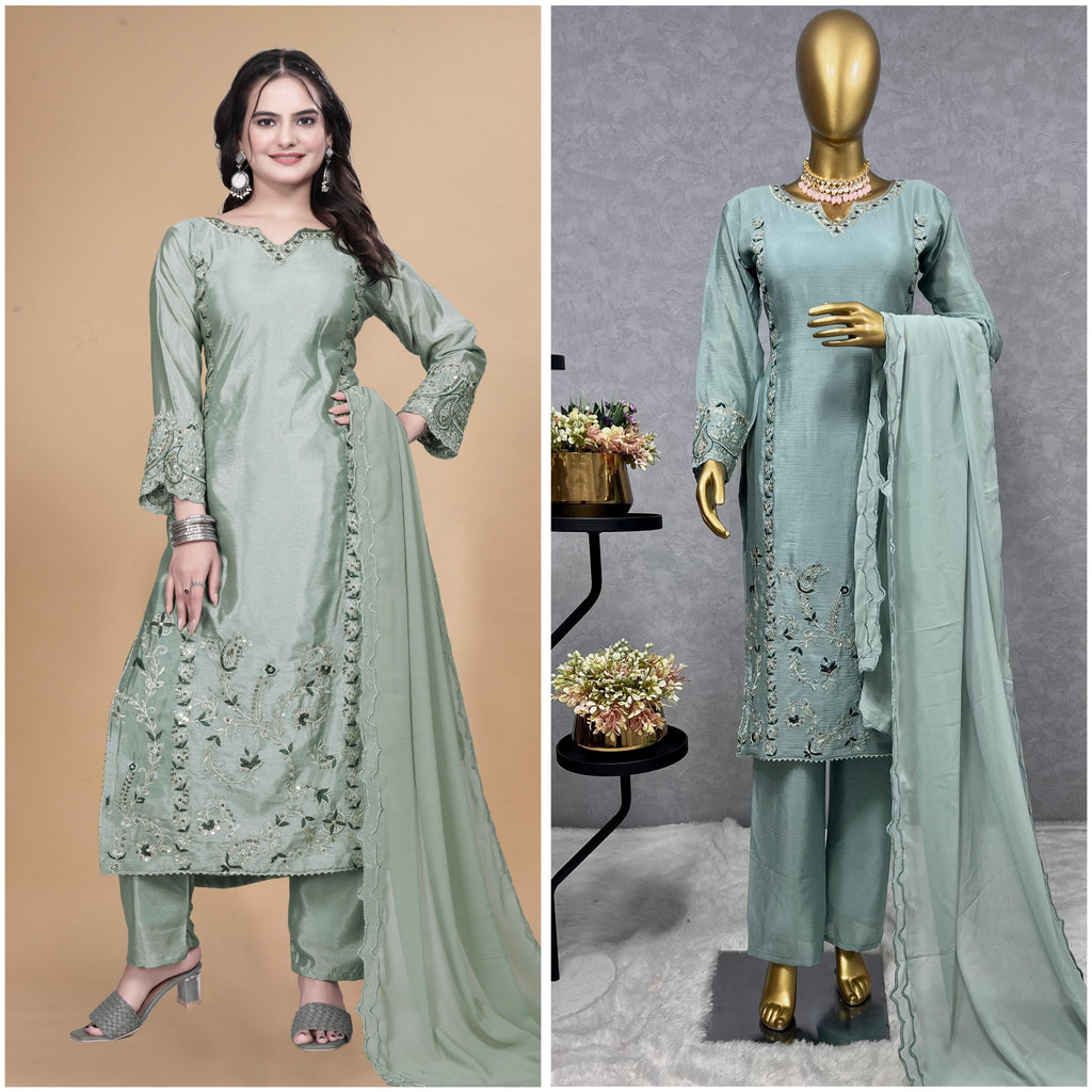 💃 3-Piece Long Kurti Set with Bottom & Dupatta 💃