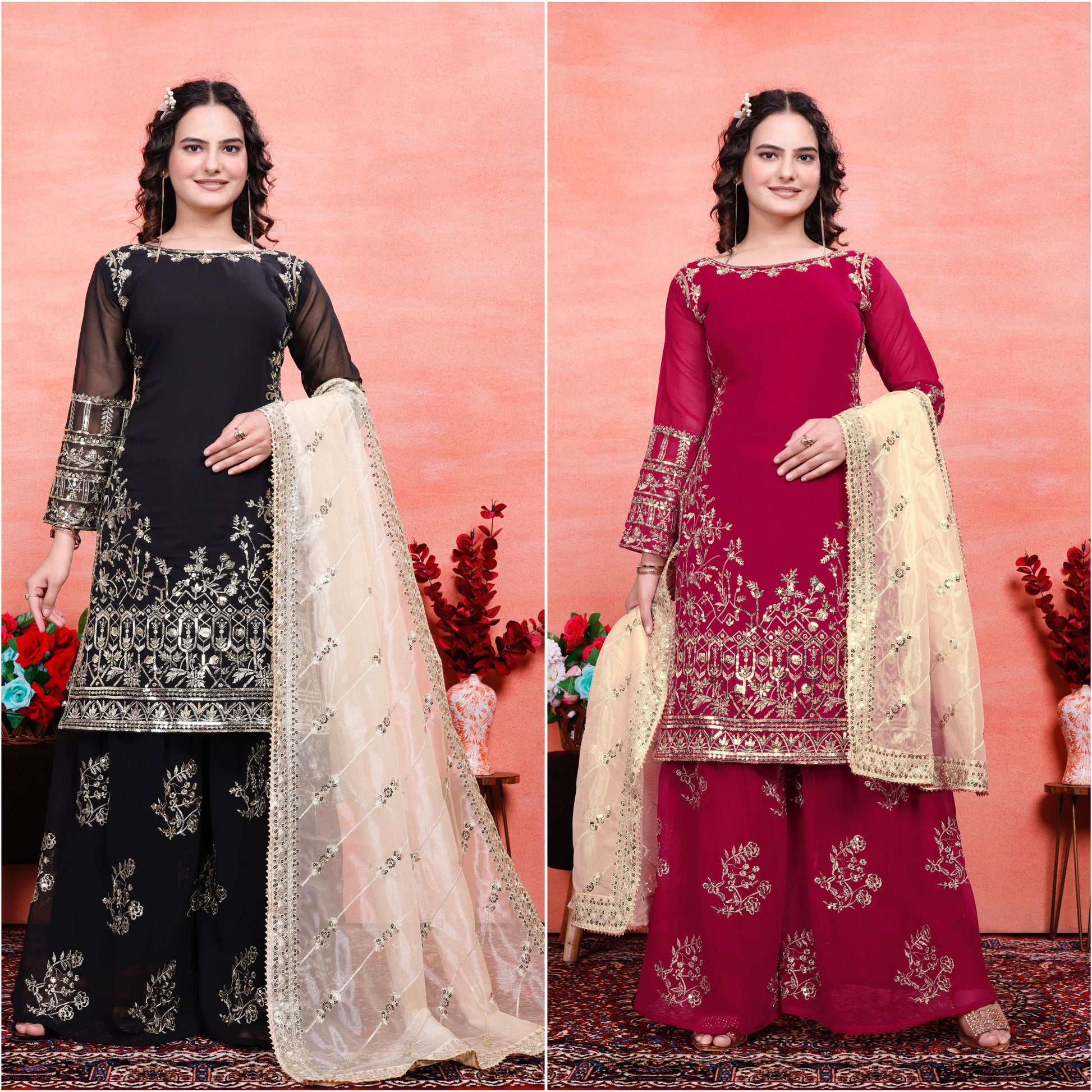 🌟 Glam Royale – Designer Embroidered Sharara Set 🌟