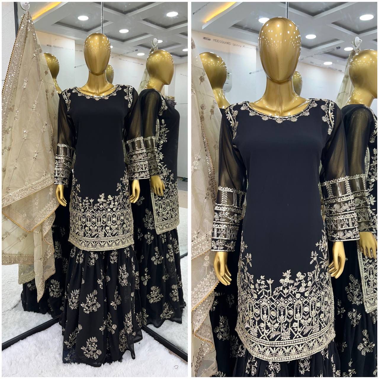 🌟 Glam Royale – Designer Embroidered Sharara Set 🌟
