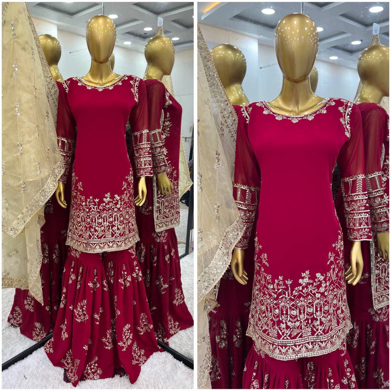 🌟 Glam Royale – Designer Embroidered Sharara Set 🌟