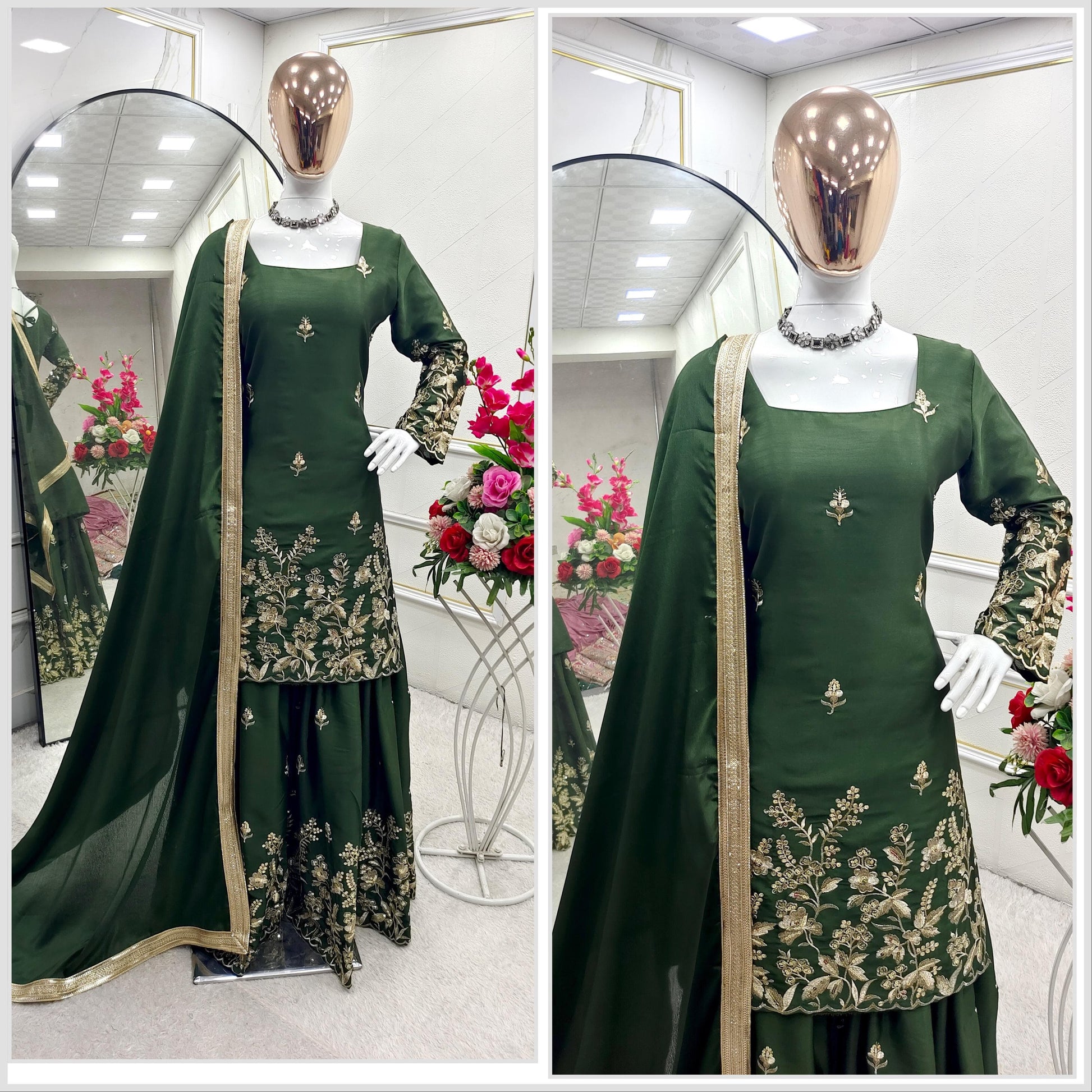 🔥 Glam in Grace – New Cinon Top-Sarara-Dupatta Set 💃✨