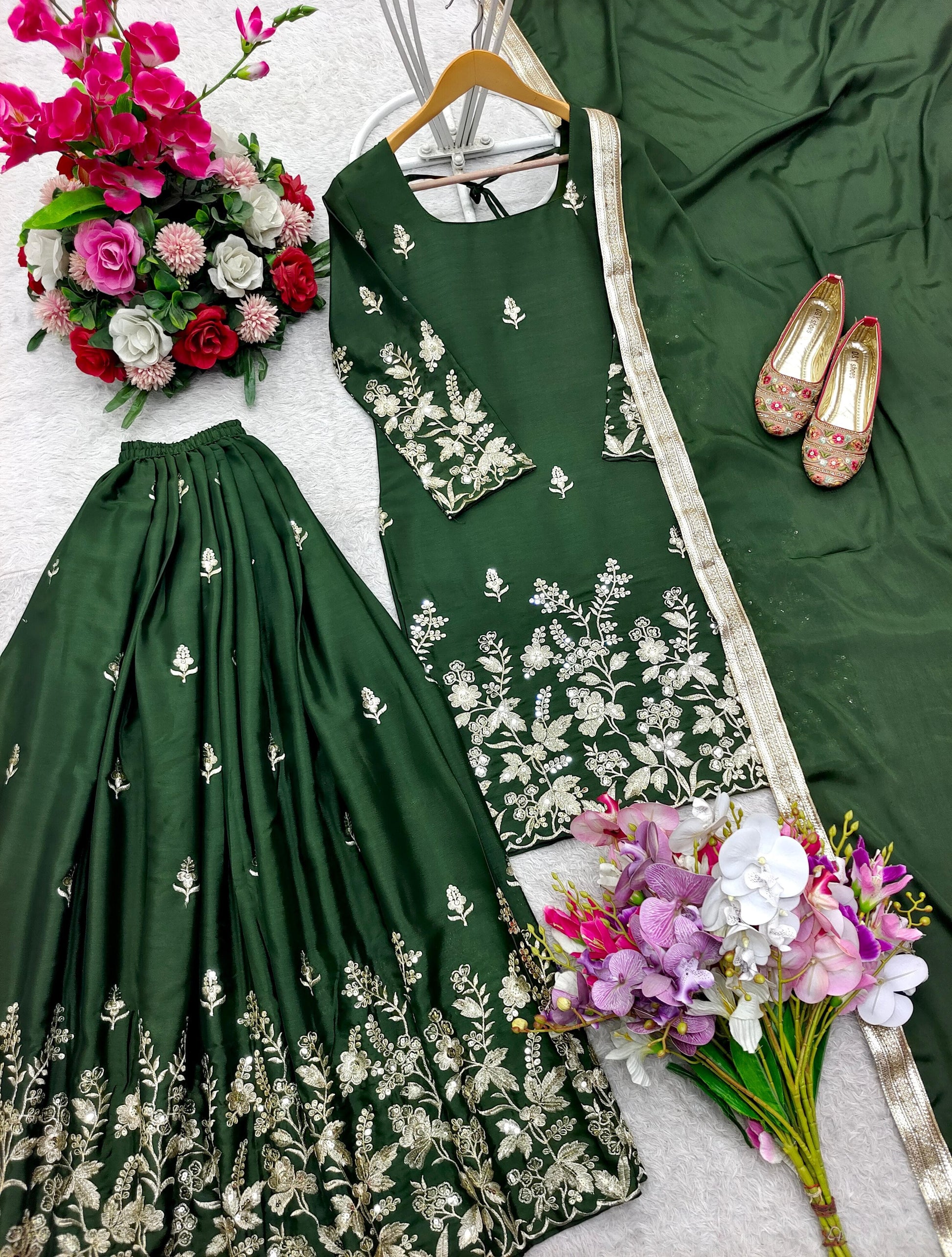 🔥 Glam in Grace – New Cinon Top-Sarara-Dupatta Set 💃✨