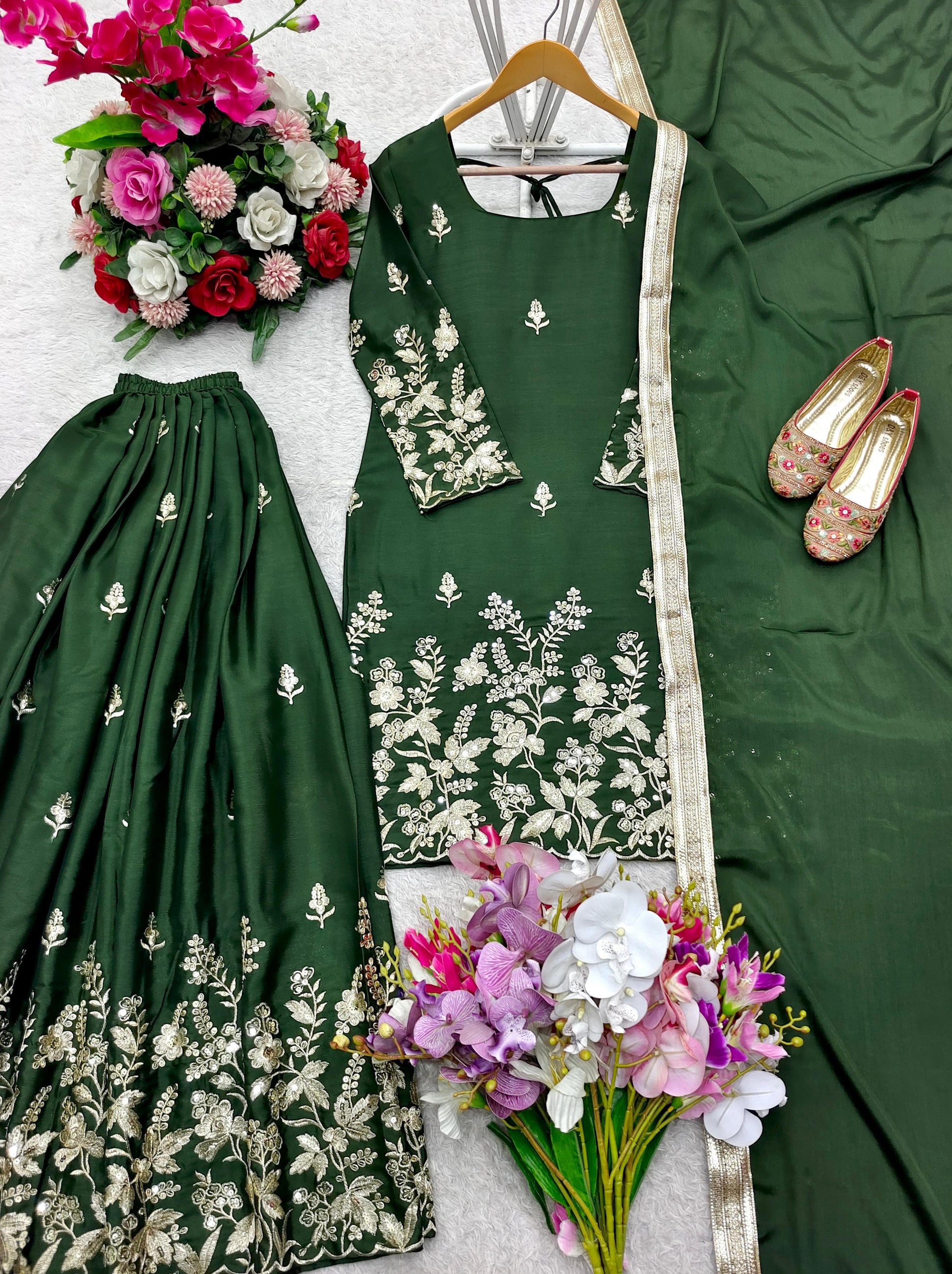 🔥 Glam in Grace – New Cinon Top-Sarara-Dupatta Set 💃✨
