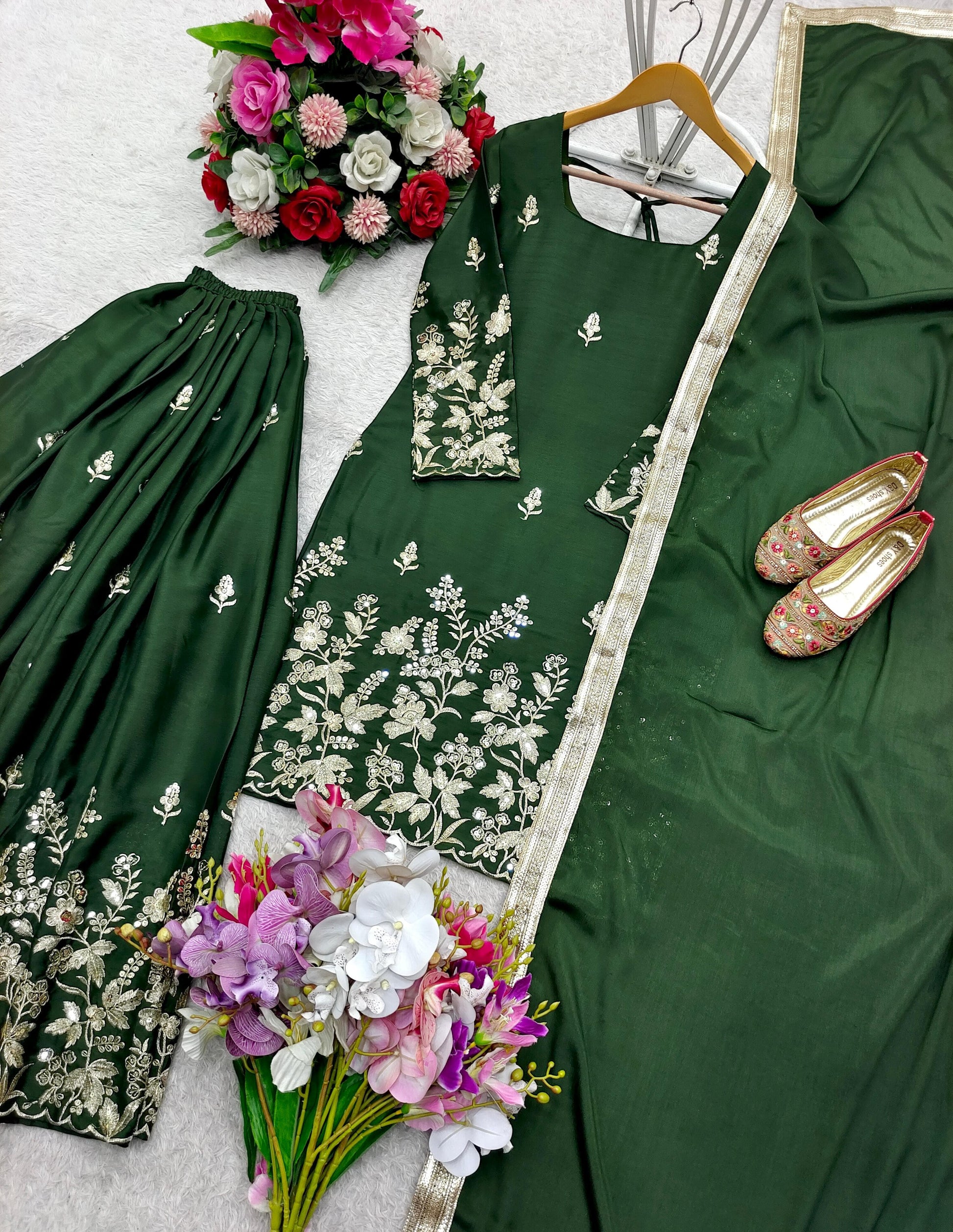 🔥 Glam in Grace – New Cinon Top-Sarara-Dupatta Set 💃✨
