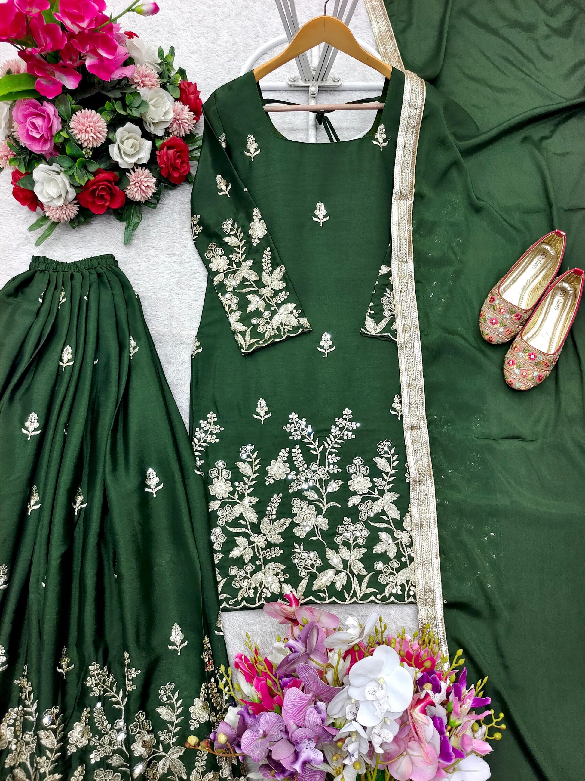 🔥 Glam in Grace – New Cinon Top-Sarara-Dupatta Set 💃✨