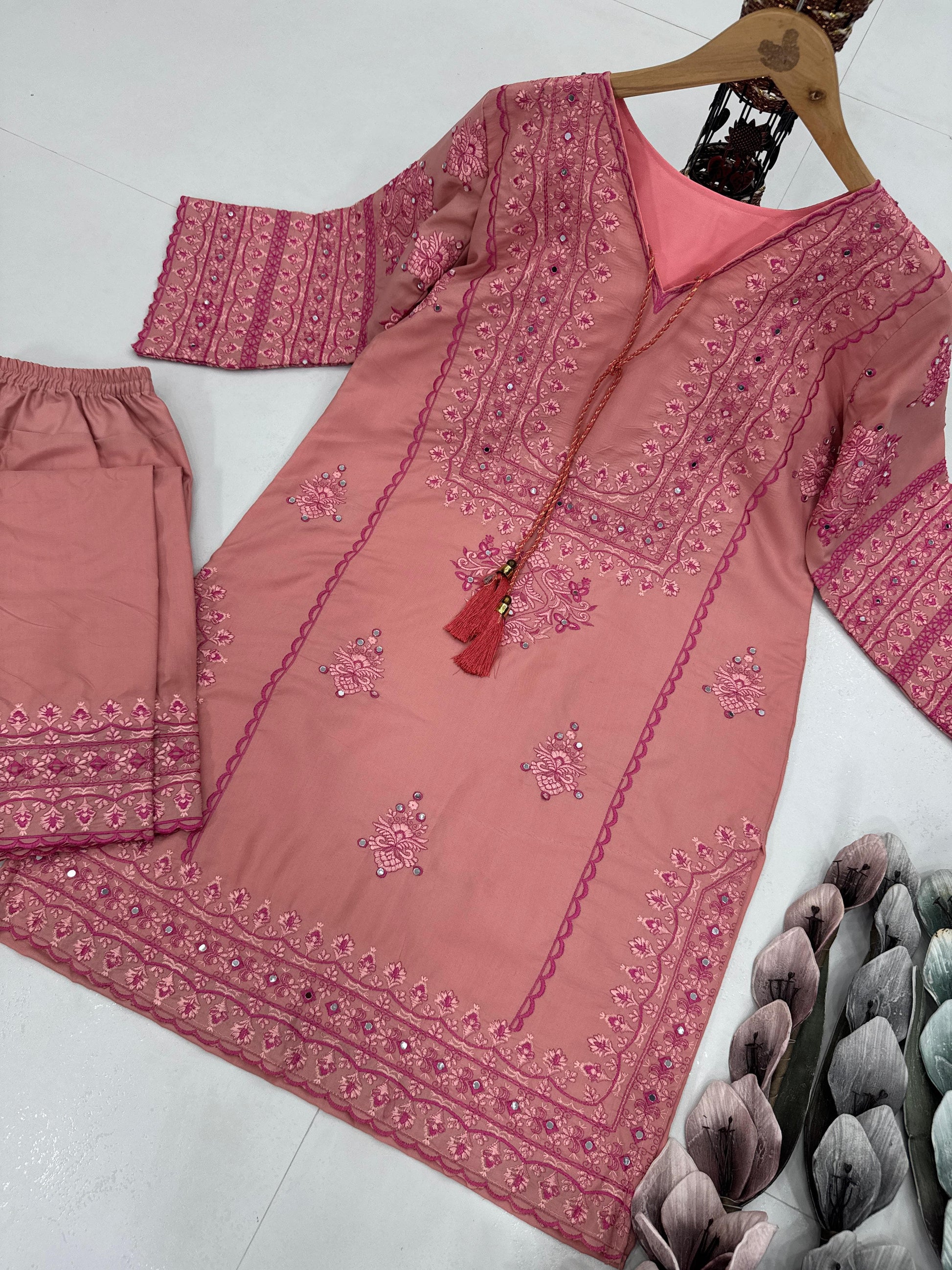 💖 New Designer Heavy Cotton Salwar Suit with Real Mirror Work 💖