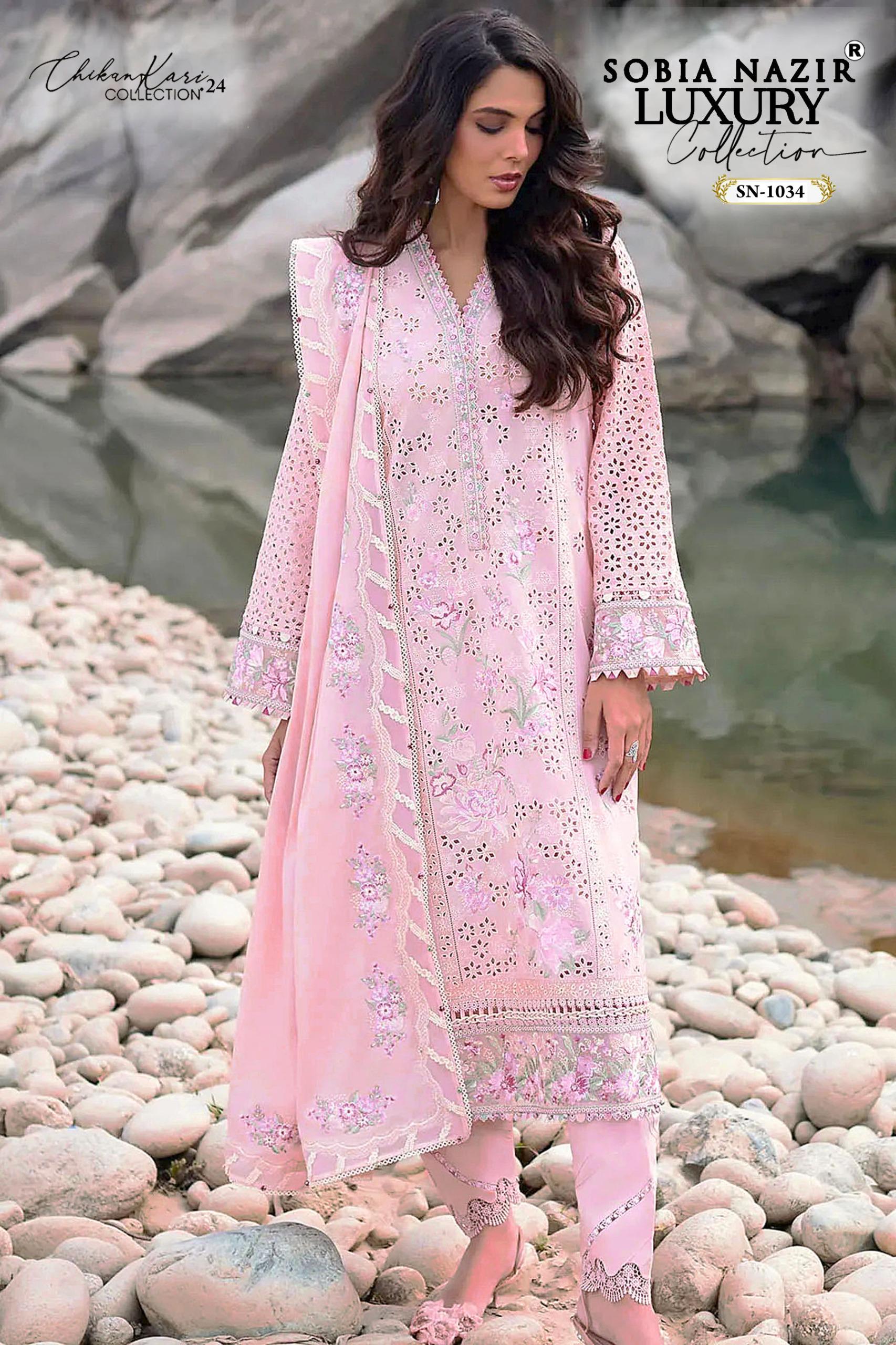 ✨ Semi-Stitched Lawn Chikankari Suit with Embroidered ✨