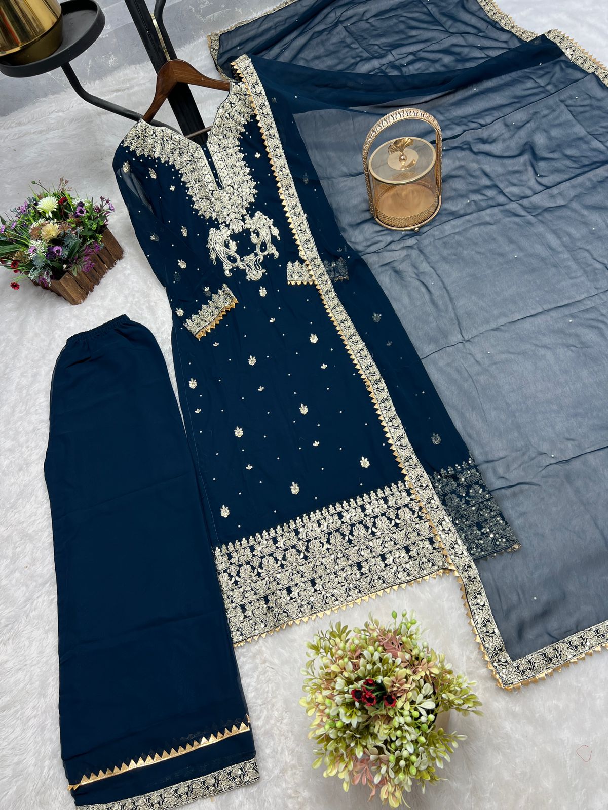 💫 Faux Georgette Embroidered Set 💫