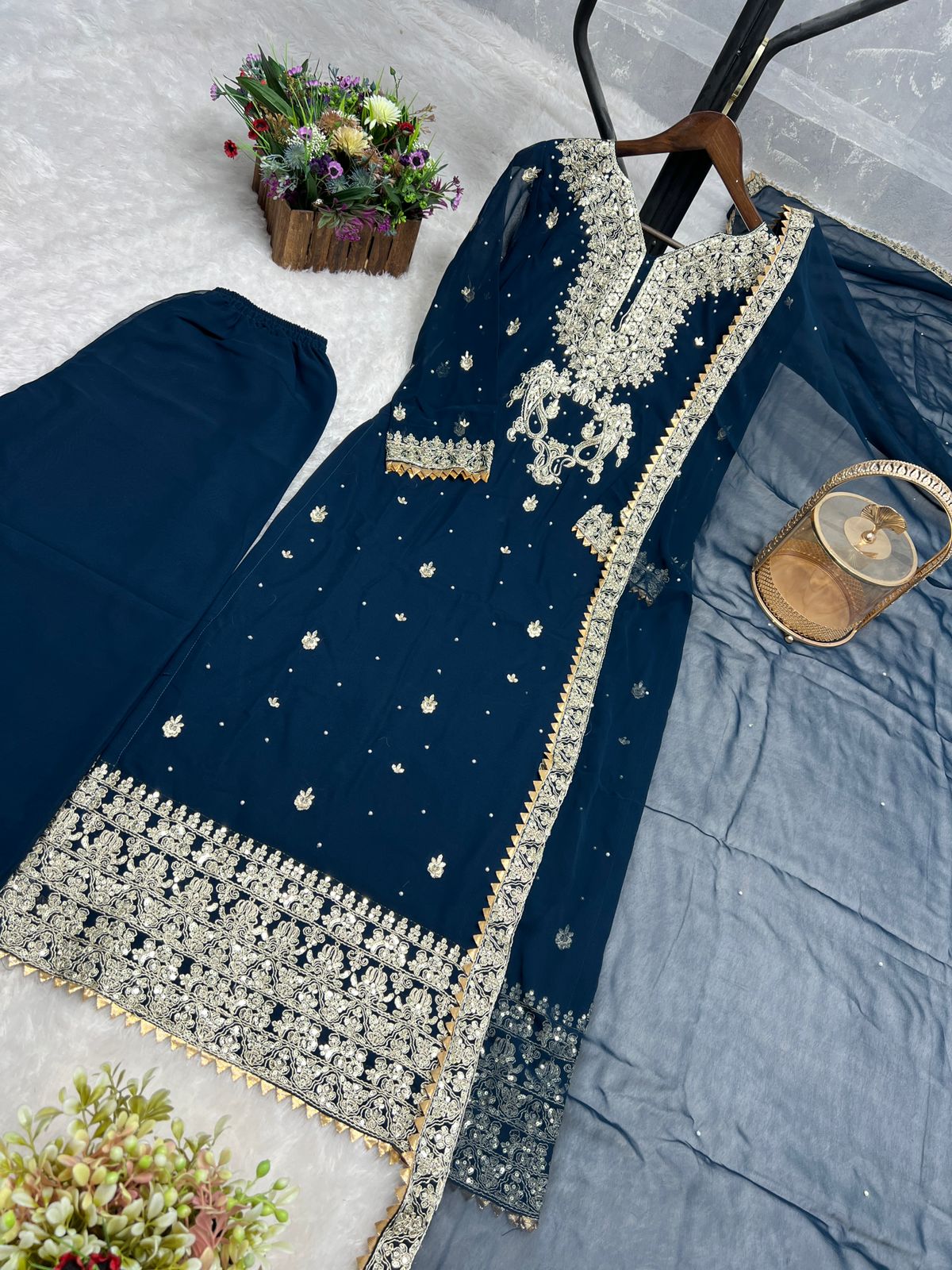 💫 Faux Georgette Embroidered Set 💫