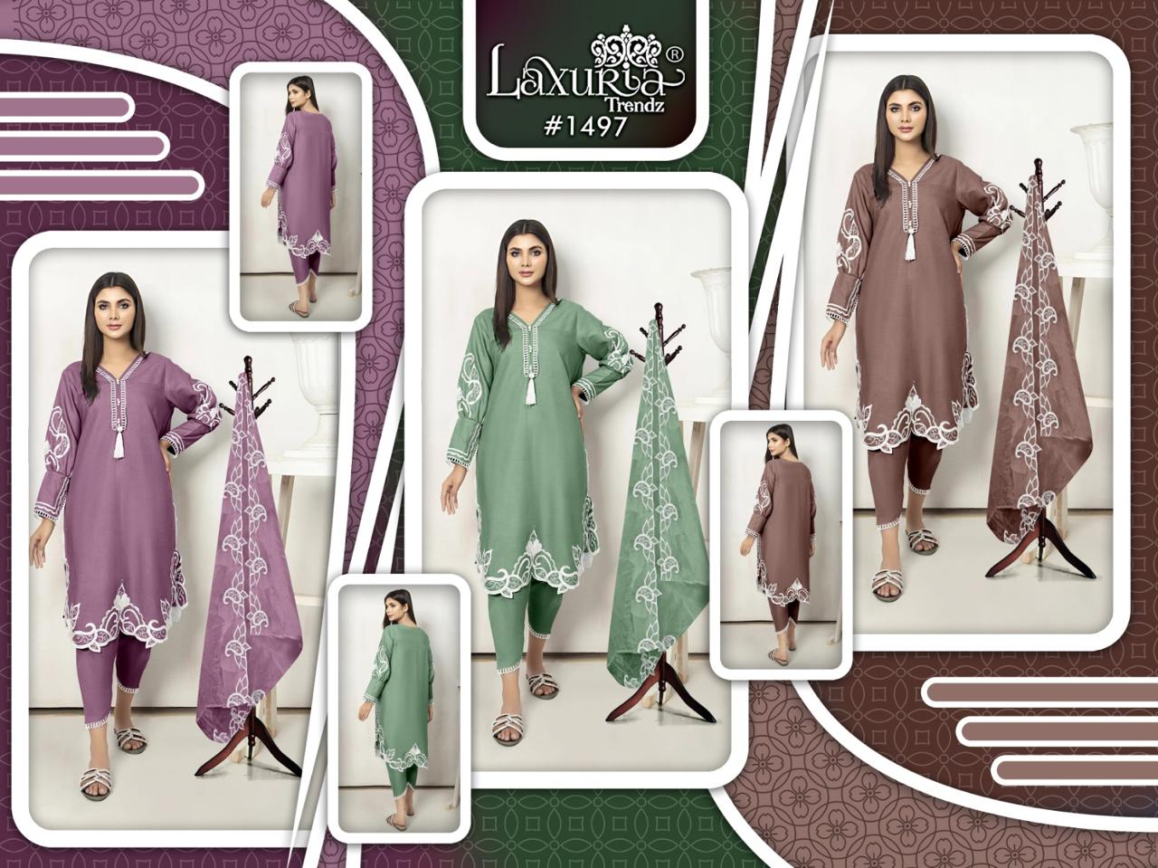 ✨ Premium Zam Satin Designer Tunic Set with Embroidered ✨