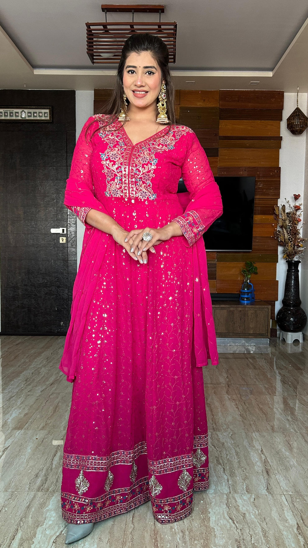 ✨ Glam Gharara – Pure Georgette Gown Set | Royal Elegance Redefined 💃