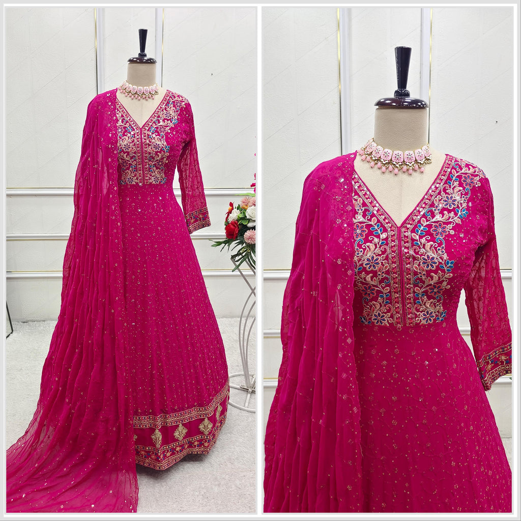 ✨ Glam Gharara – Pure Georgette Gown Set | Royal Elegance Redefined 💃