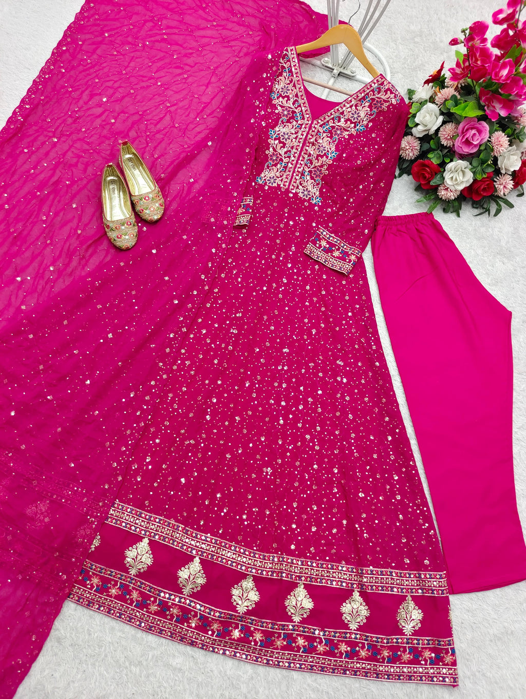✨ Glam Gharara – Pure Georgette Gown Set | Royal Elegance Redefined 💃