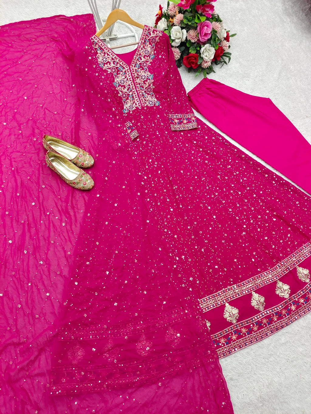 ✨ Glam Gharara – Pure Georgette Gown Set | Royal Elegance Redefined 💃