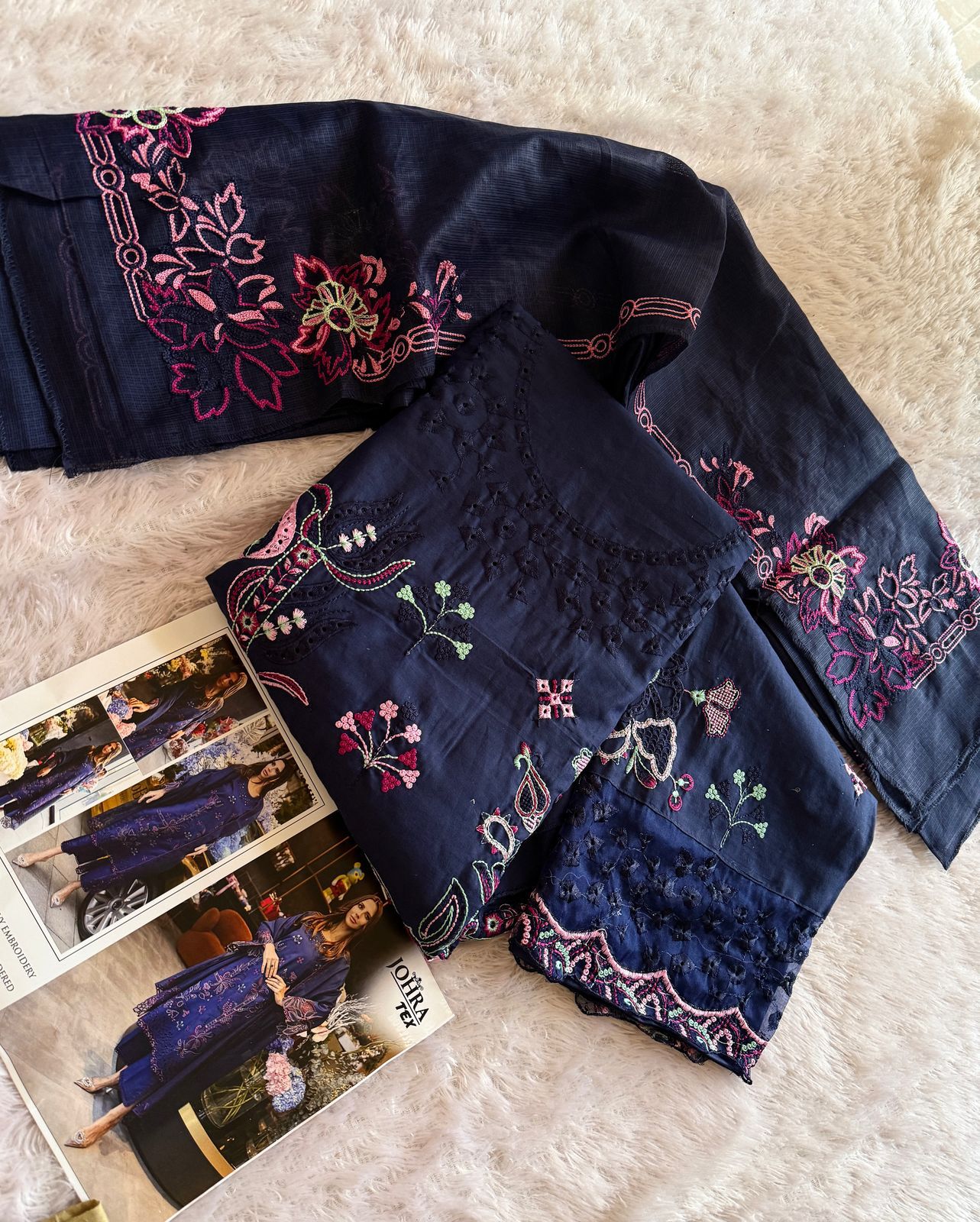 🌟 Timeless Charm in Cambric Cotton & Embroidered Kota Dupatta ✨
