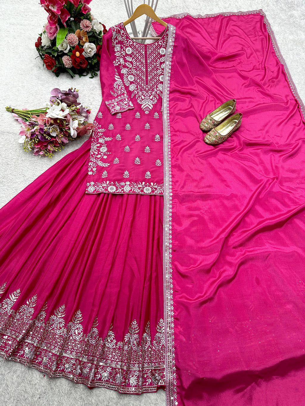 💃 Designer Pure Chinon Silk Lehenga Set 👑