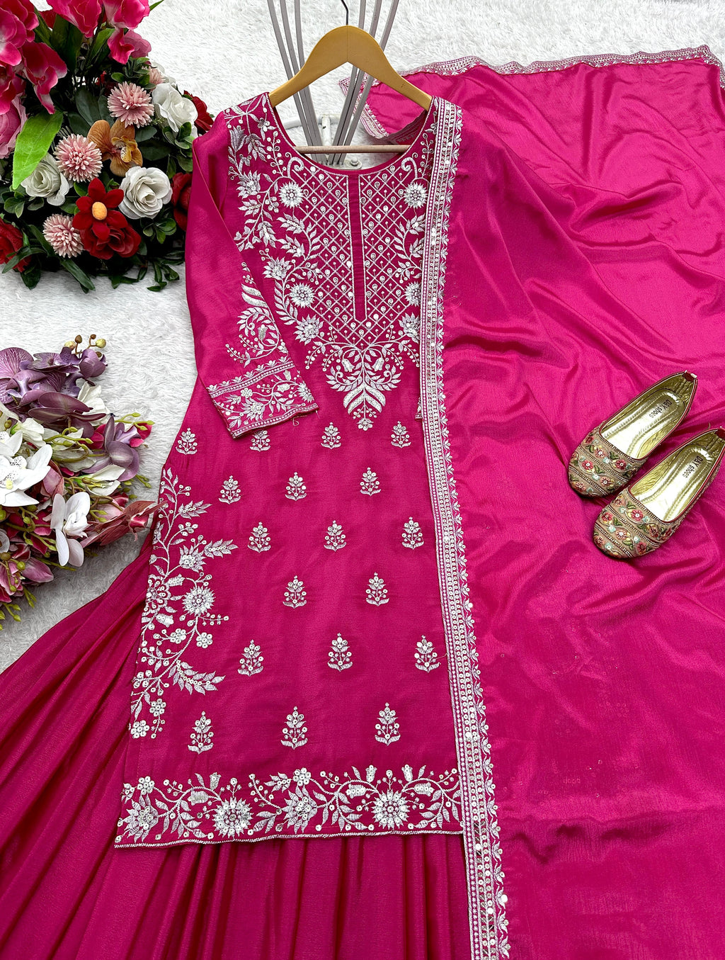 💃 Designer Pure Chinon Silk Lehenga Set 👑