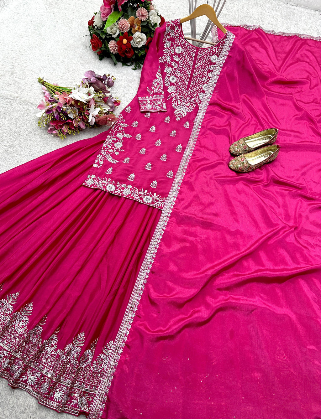 💃 Designer Pure Chinon Silk Lehenga Set 👑