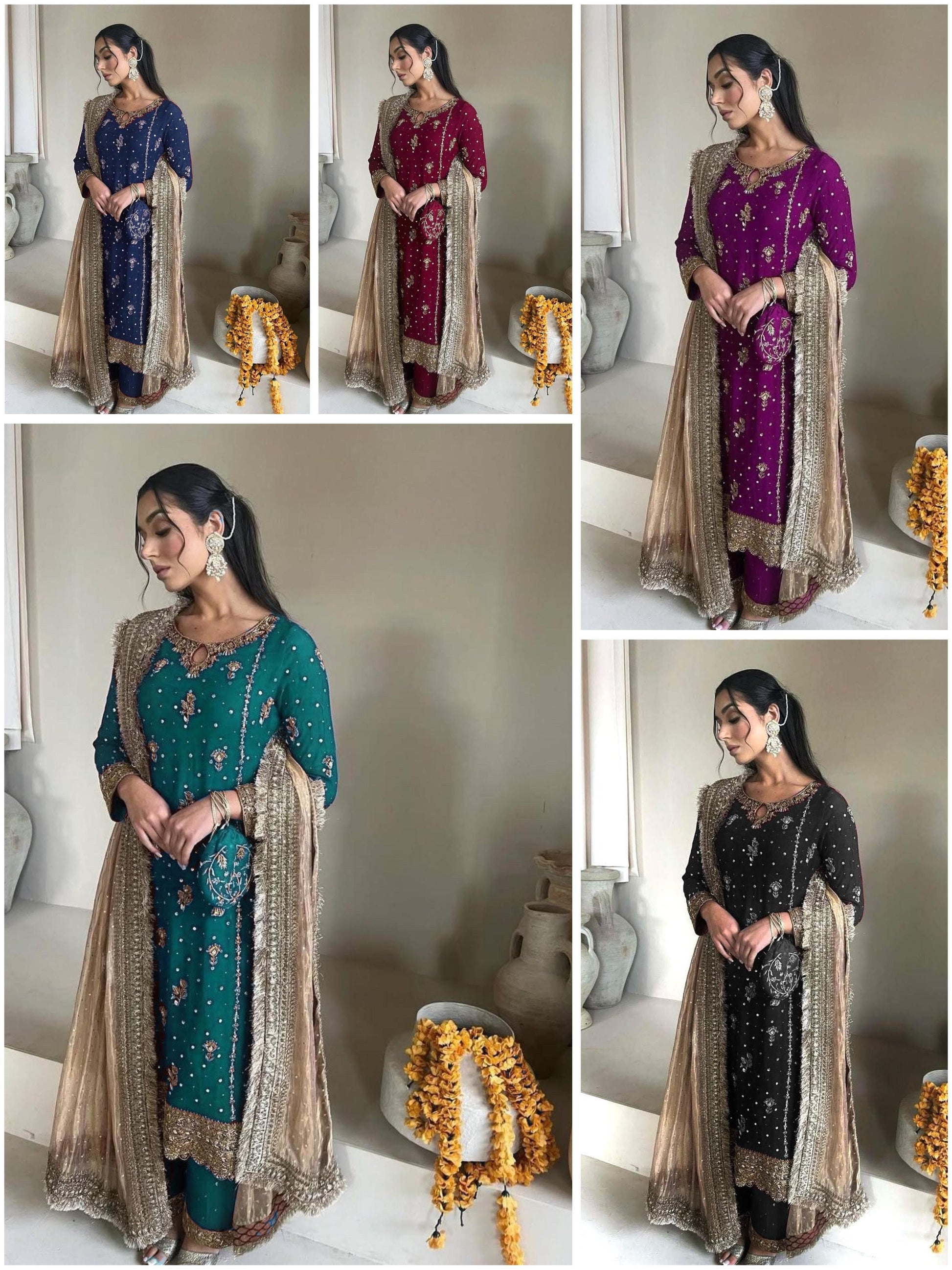 💎 Fancy Faux Georgette Embroidered Set 💃