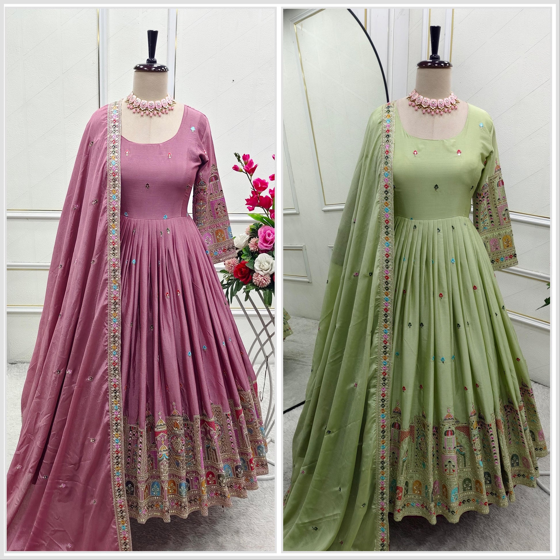 ✨💃 Heavy Pure Cinon Silk Gown Set ✨💃