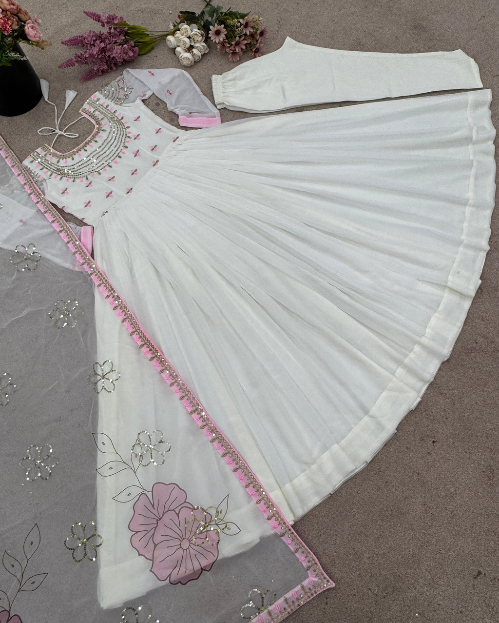 💃 Designer Full Embroidered Gown Set with Dupatta