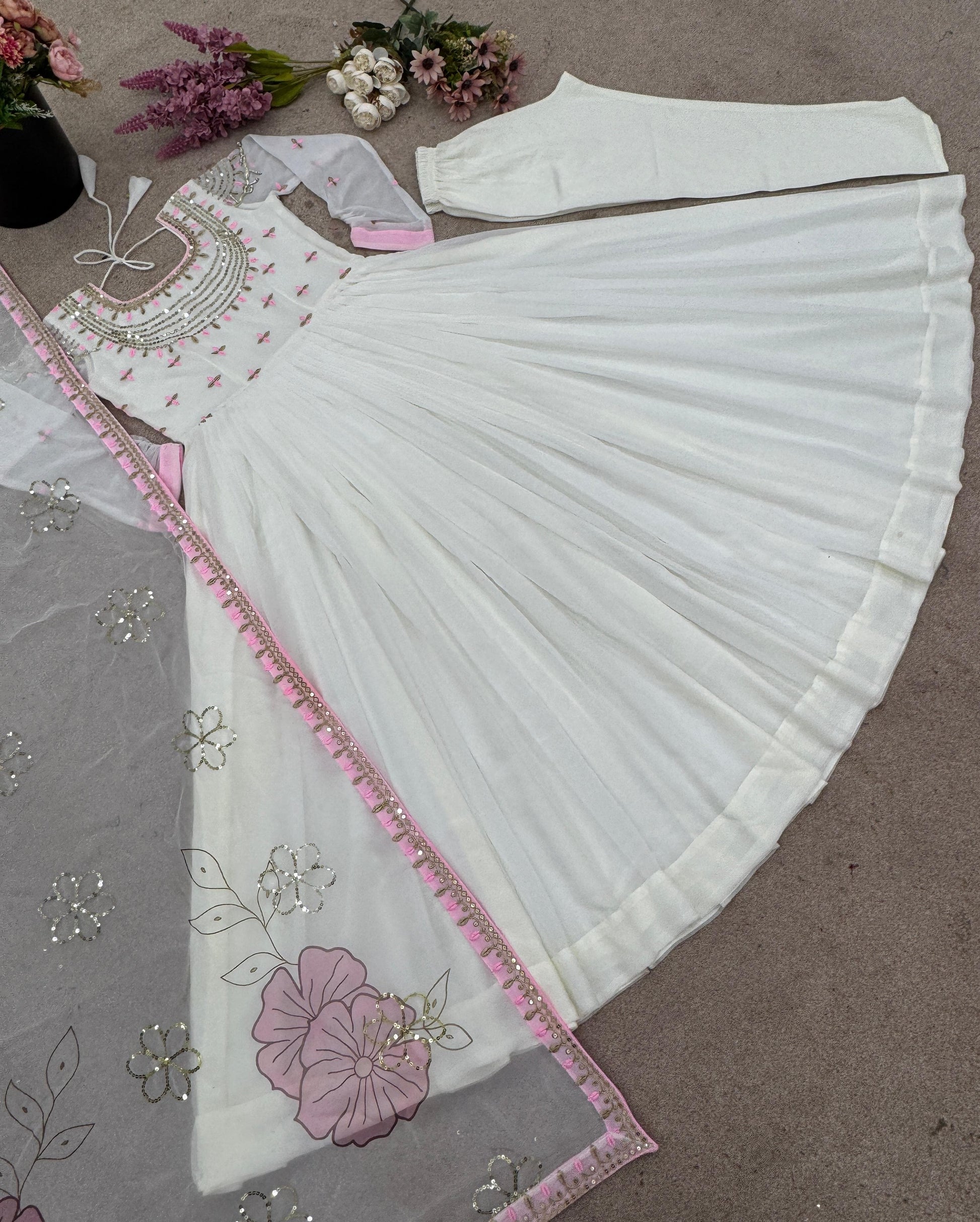 💃 Designer Full Embroidered Gown Set with Dupatta