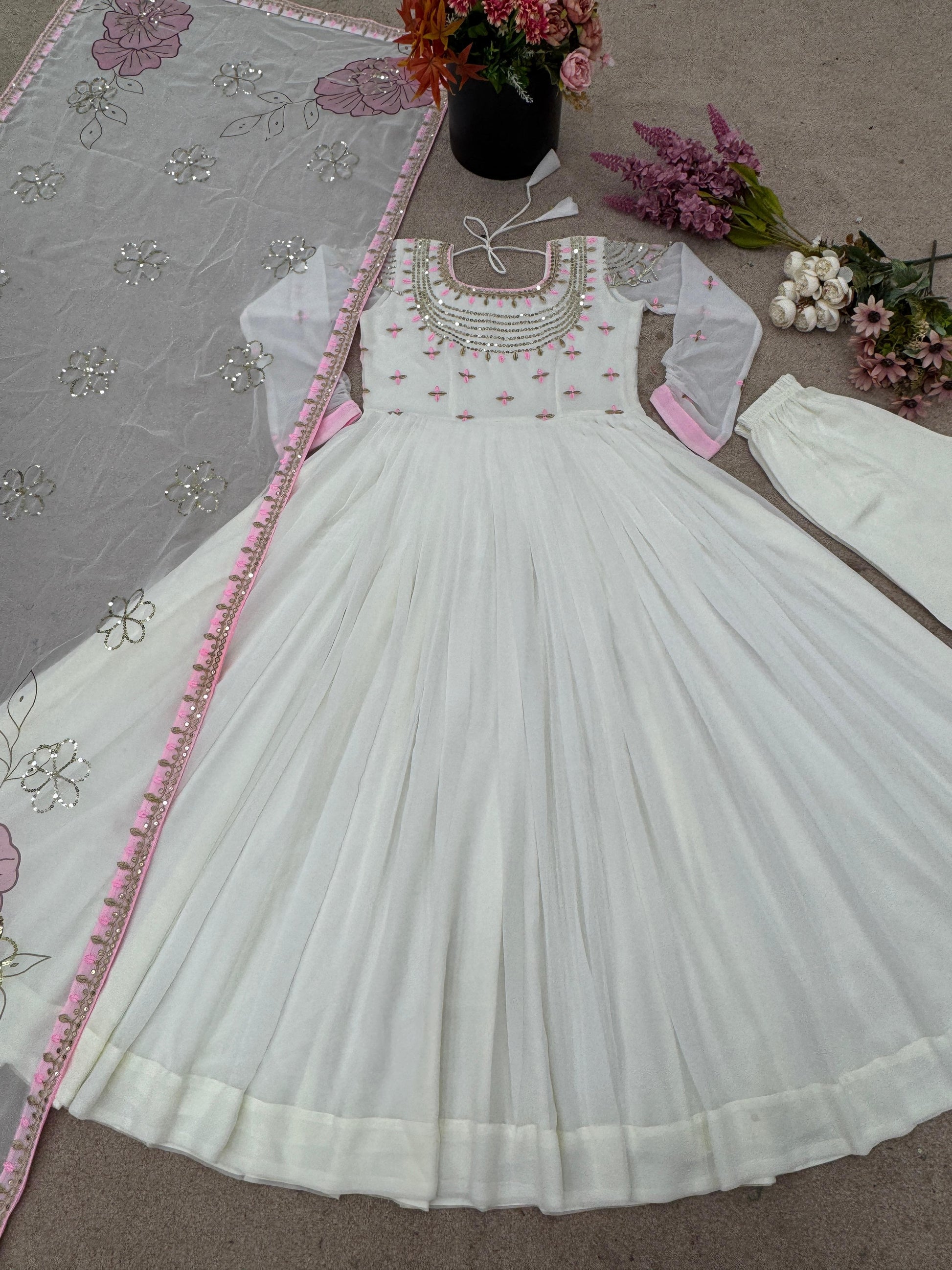 💃 Designer Full Embroidered Gown Set with Dupatta