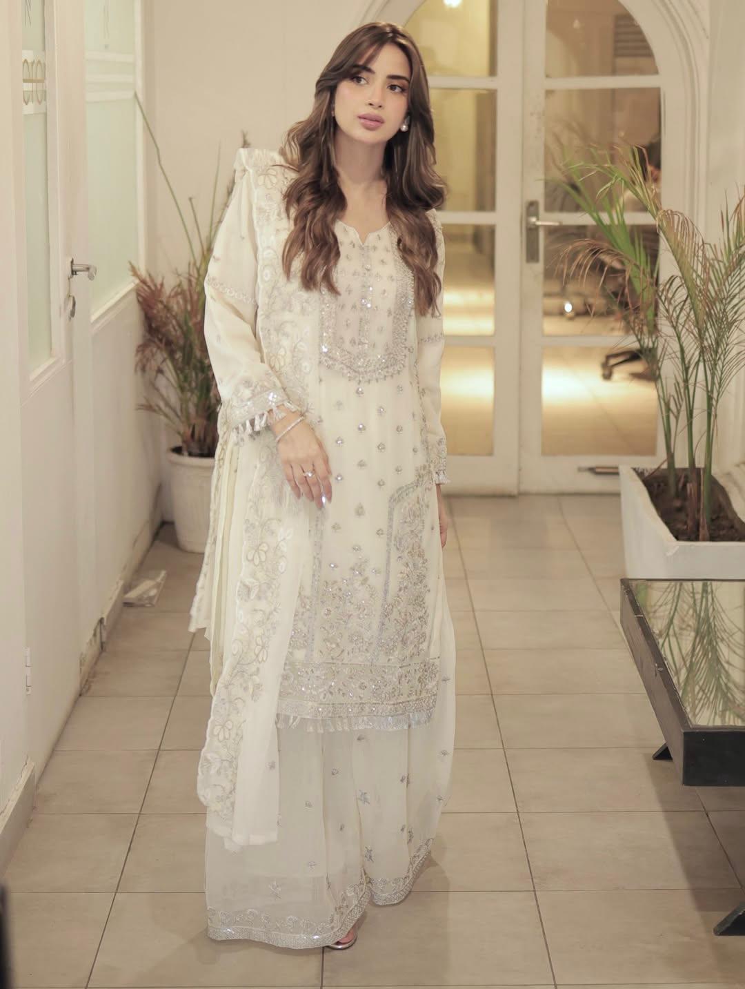 👗  Desirable Fancy Faux Georgette Embroidered Top & Pant Set with Dupatta