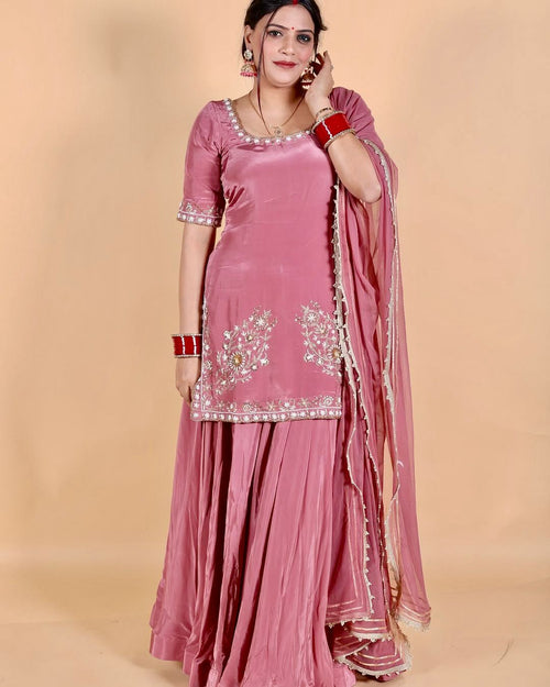 ✨  Designer Embroidered Sequence Work Sharara Set