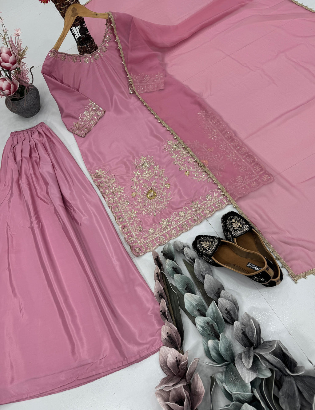 ✨  Designer Embroidered Sequence Work Sharara Set