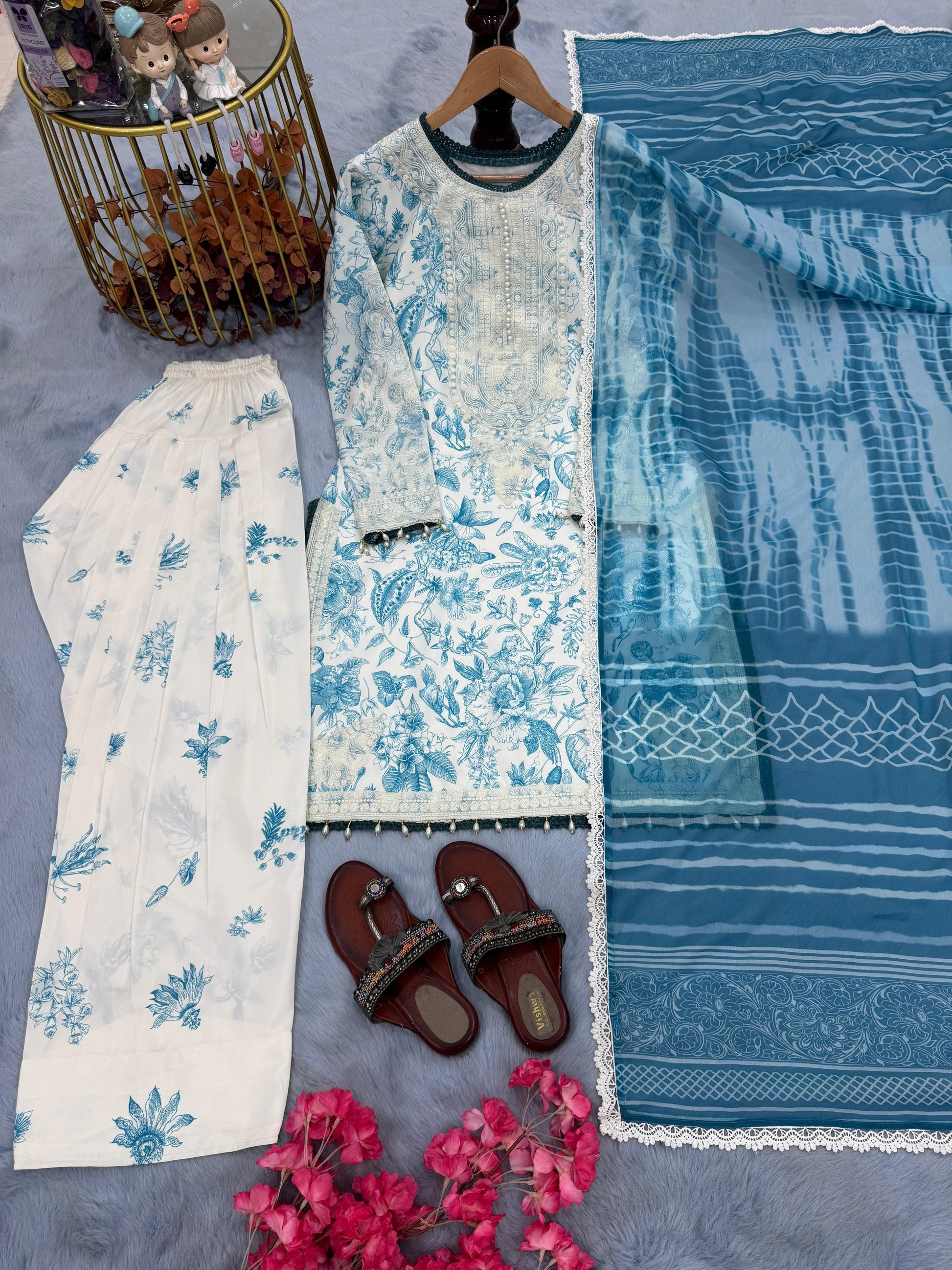 👗 Designer Printed Crepe Farshi Palazzo Set