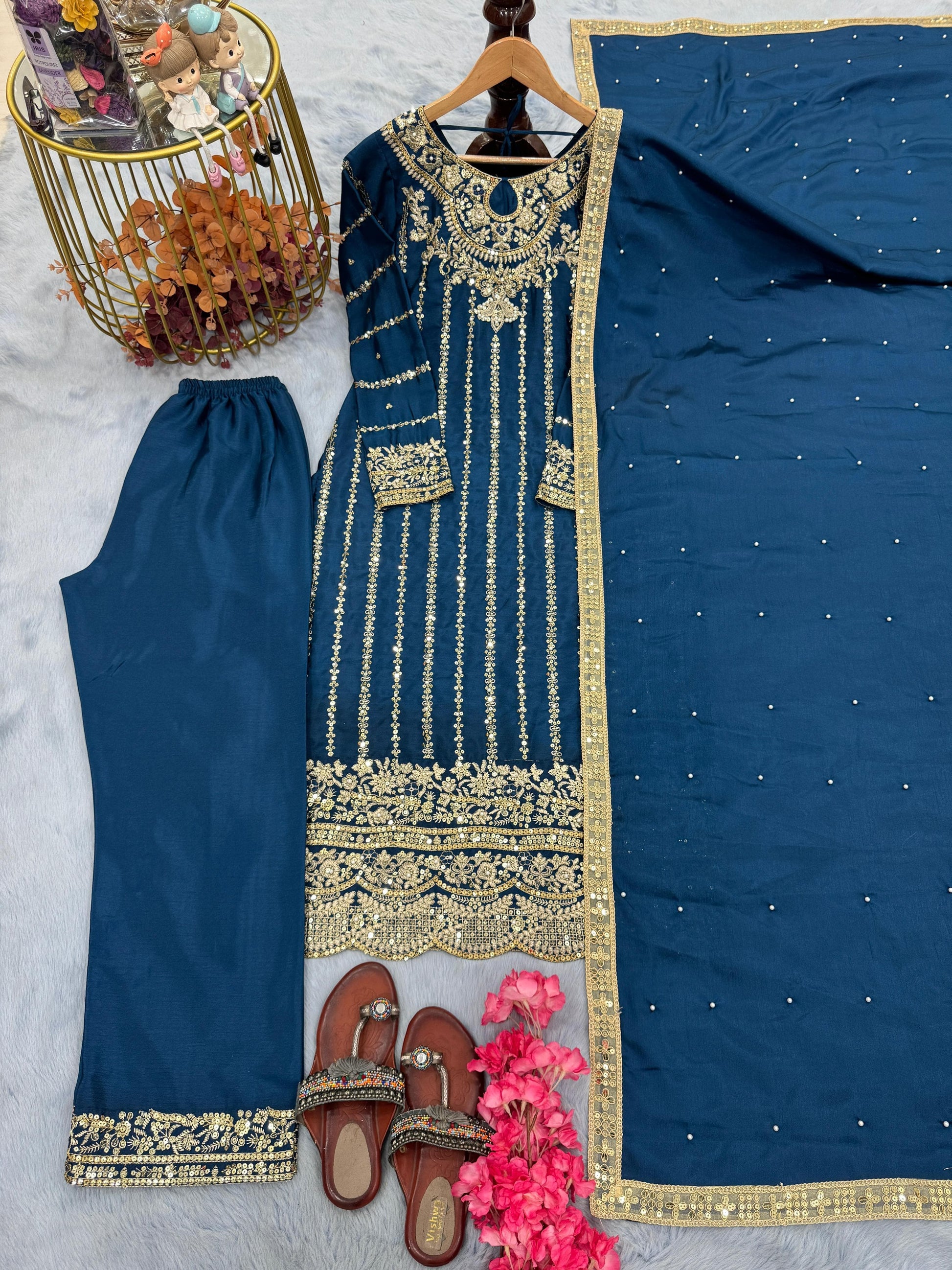 🧚♀️ Premium Designer Chinon Silk Set