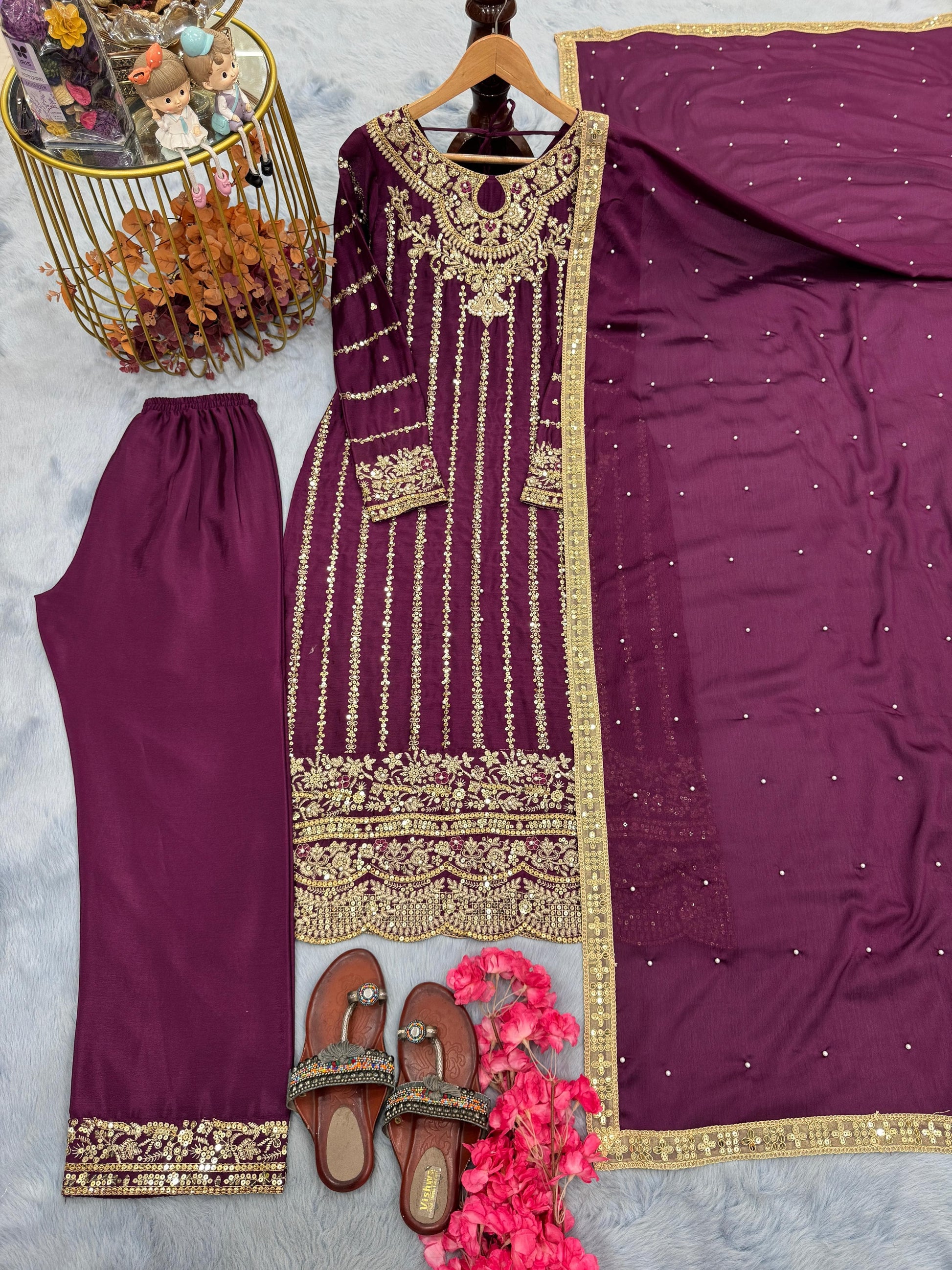 🧚♀️ Premium Designer Chinon Silk Set