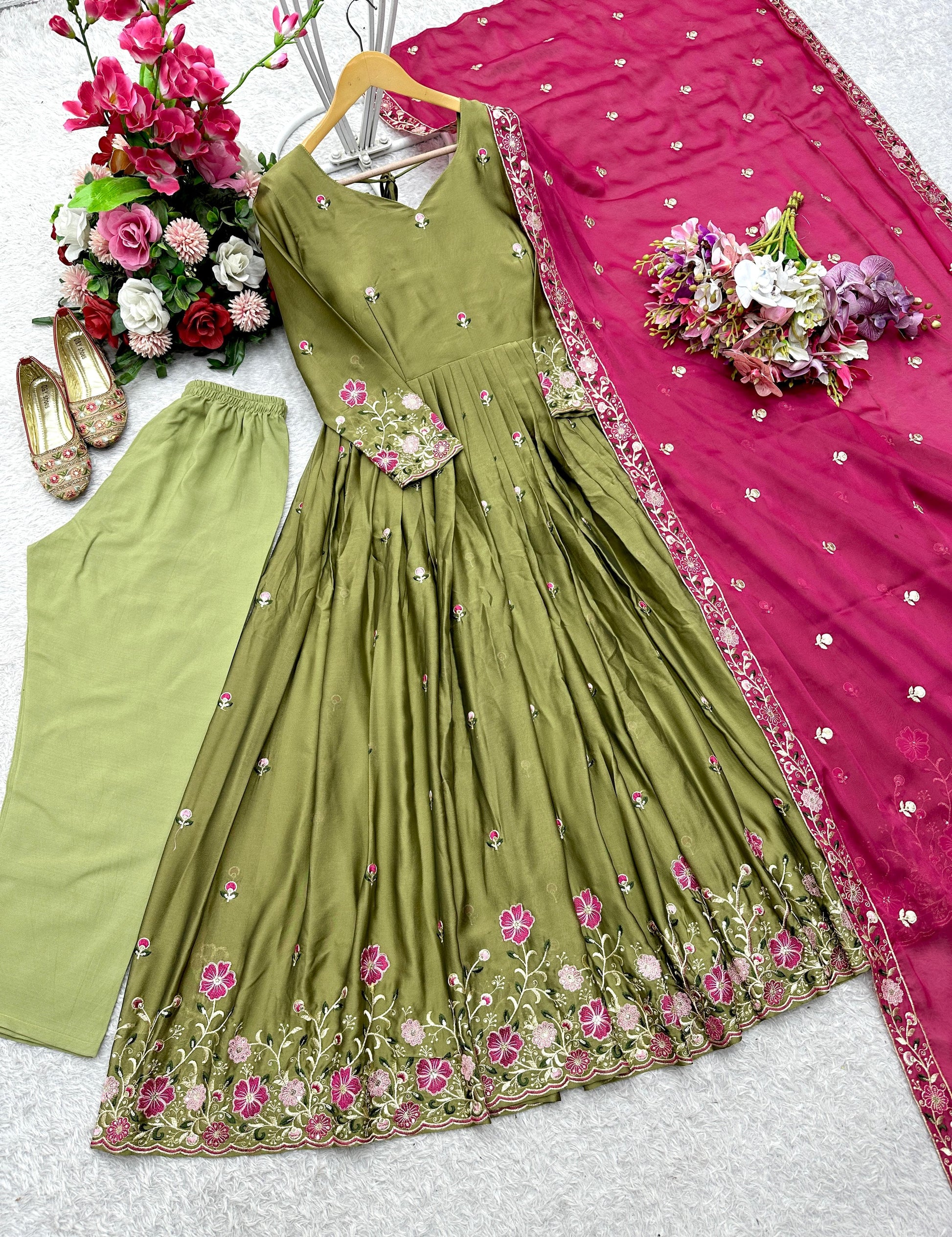 ✨ Premium Real Modelling Gown-Pant-Dupatta Set