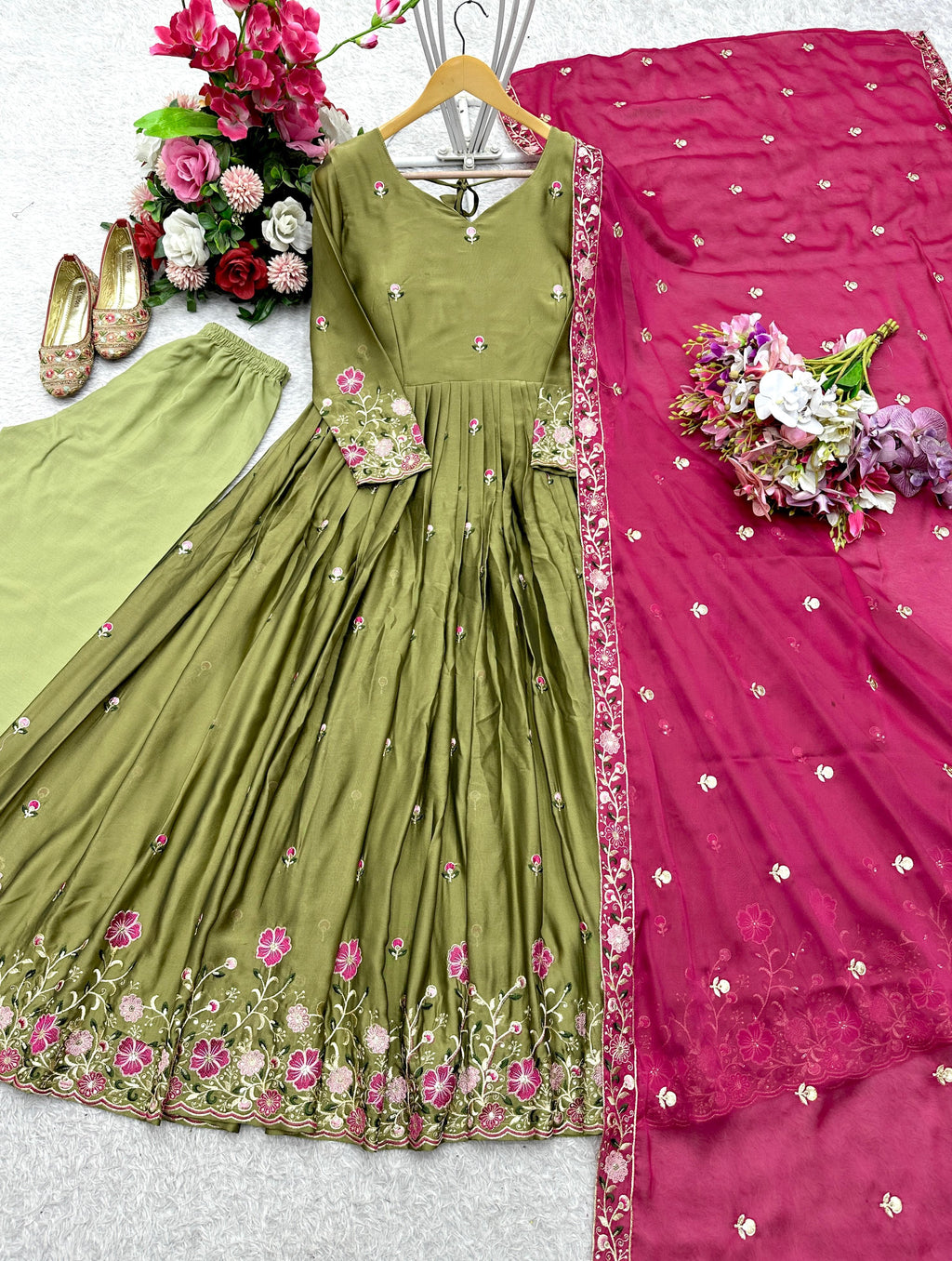 ✨ Premium Real Modelling Gown-Pant-Dupatta Set