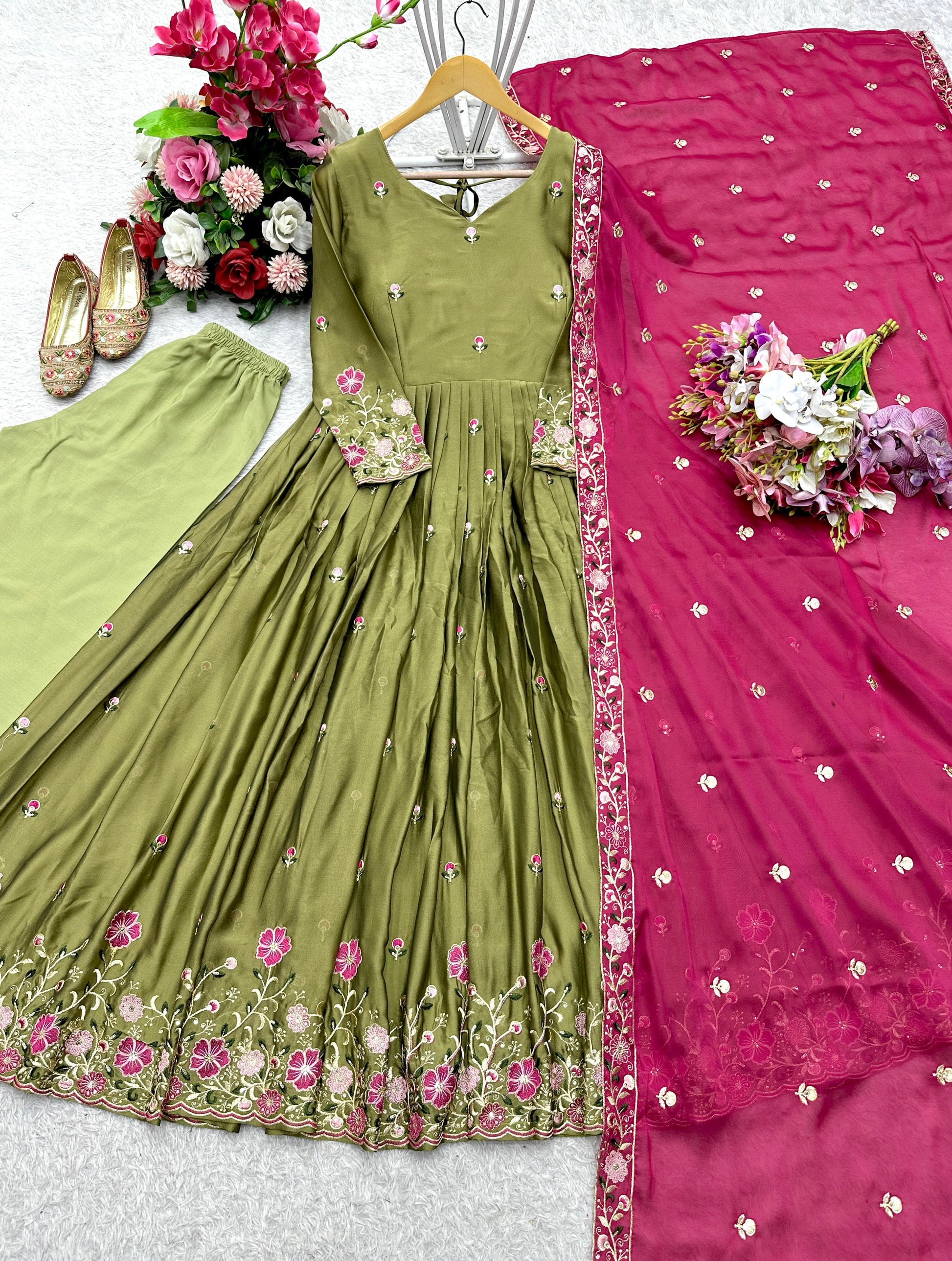 ✨ Premium Real Modelling Gown-Pant-Dupatta Set