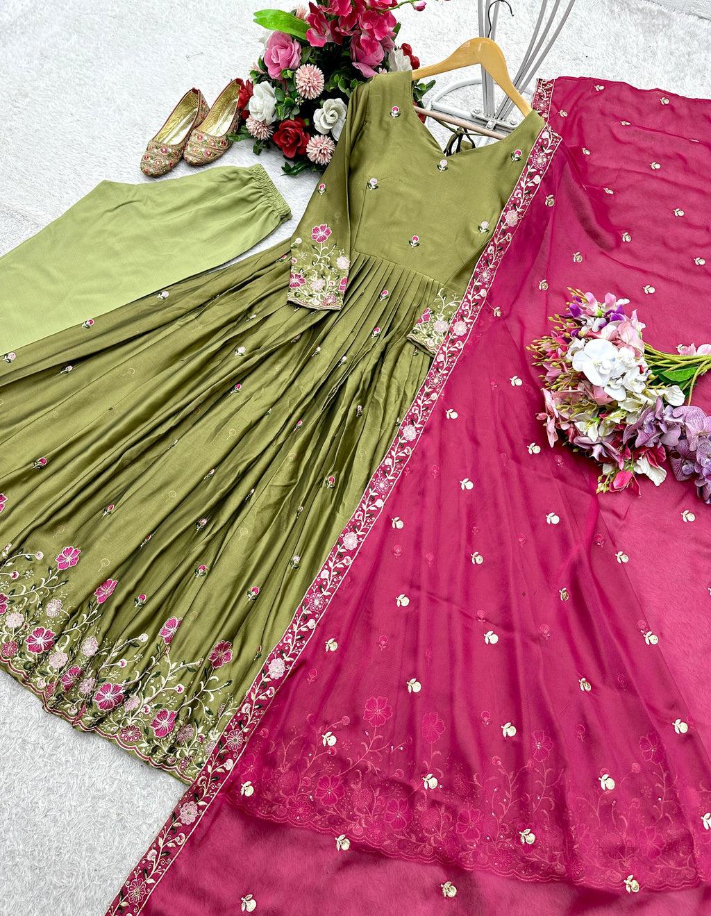 ✨ Premium Real Modelling Gown-Pant-Dupatta Set