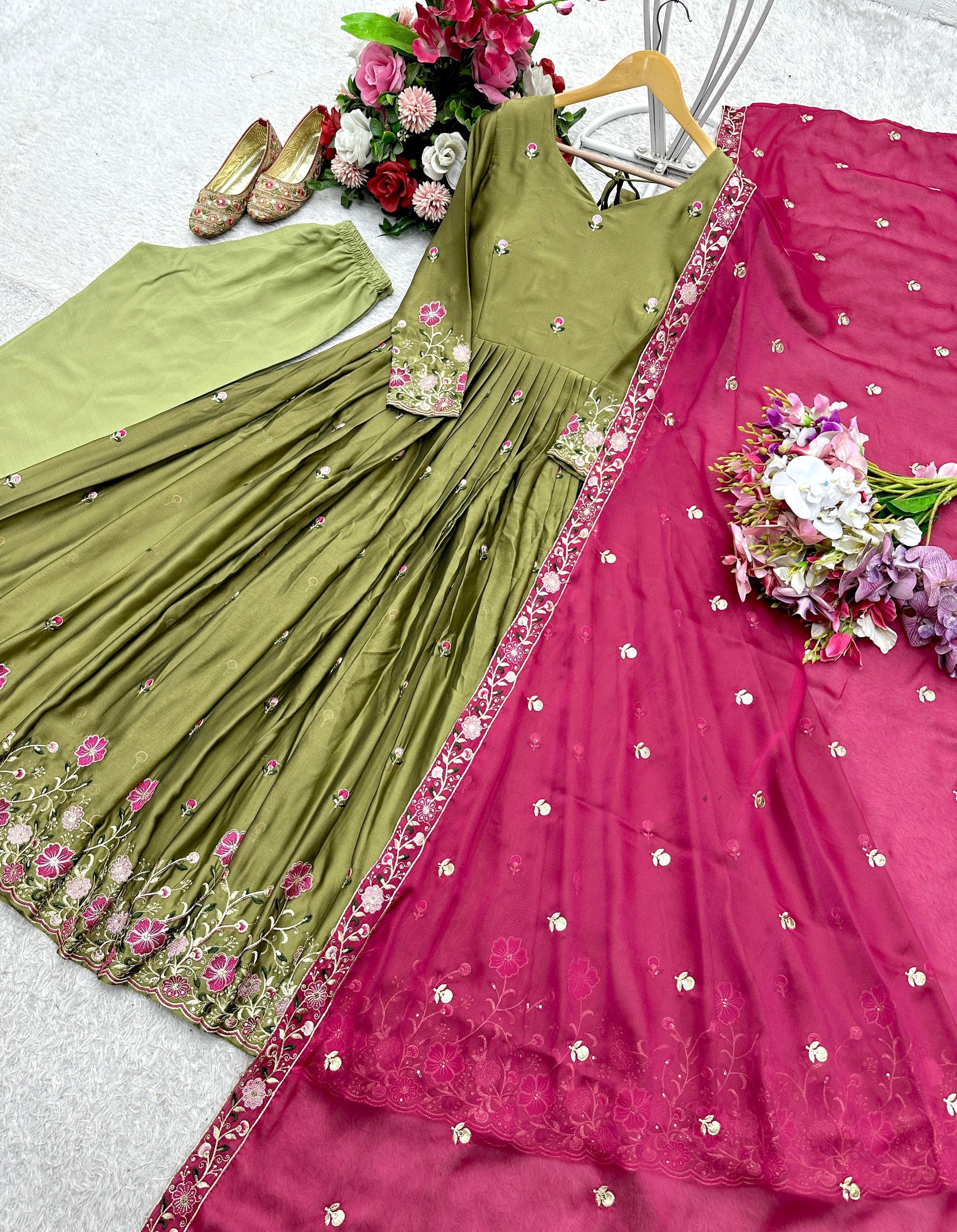 ✨ Premium Real Modelling Gown-Pant-Dupatta Set