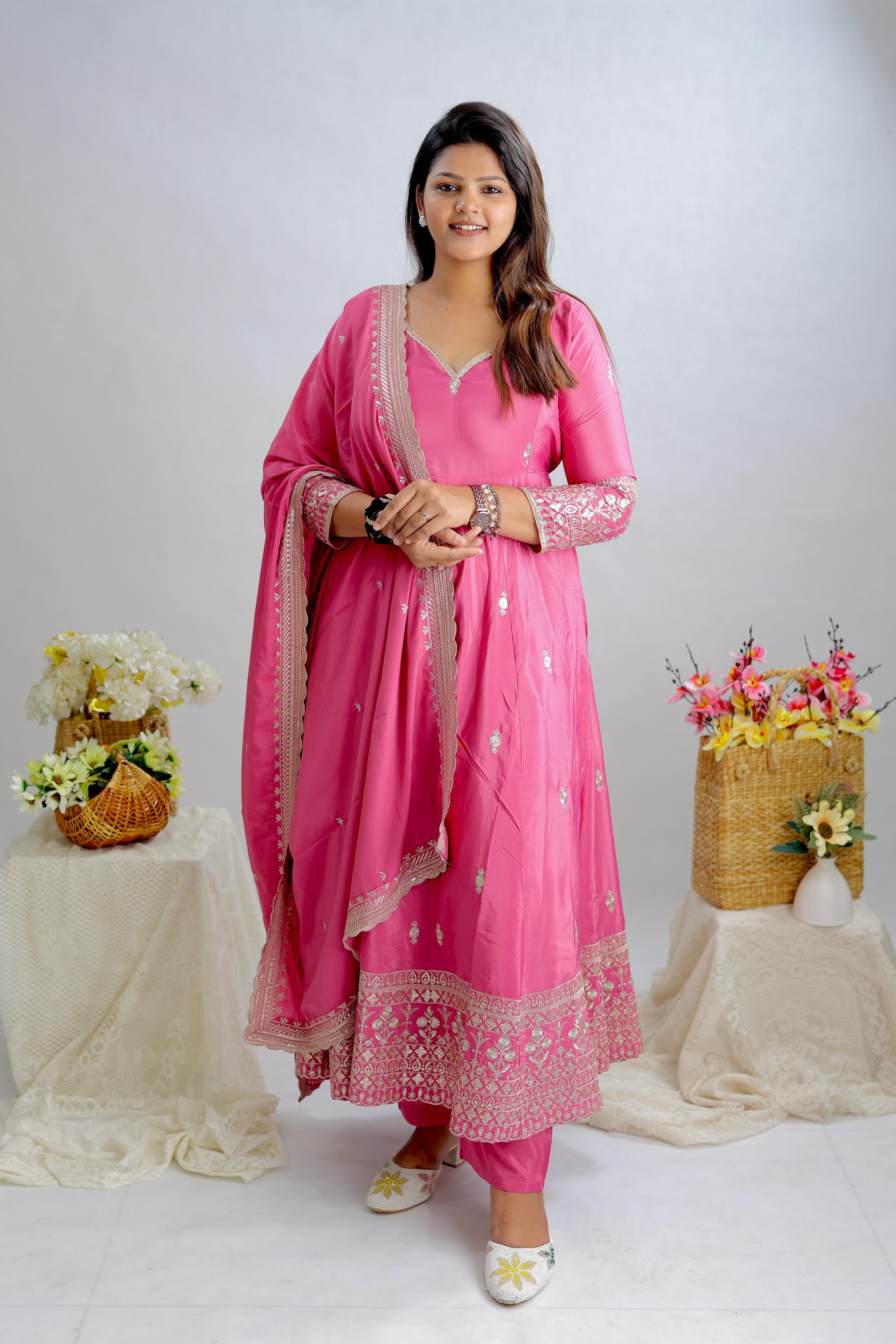 ✨ New Designer Gown-Pant-Dupatta Set